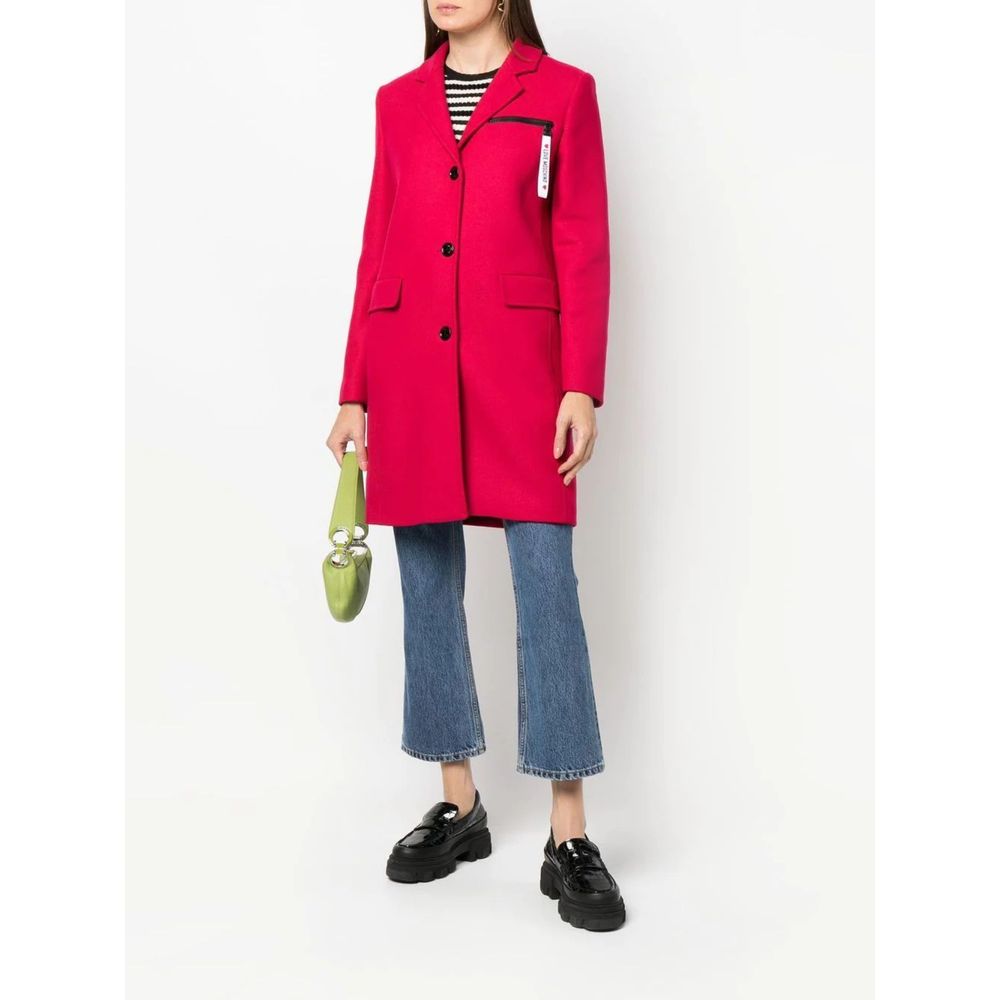 Love Moschino – Schicker rosa Wollmantel mit Logodetails