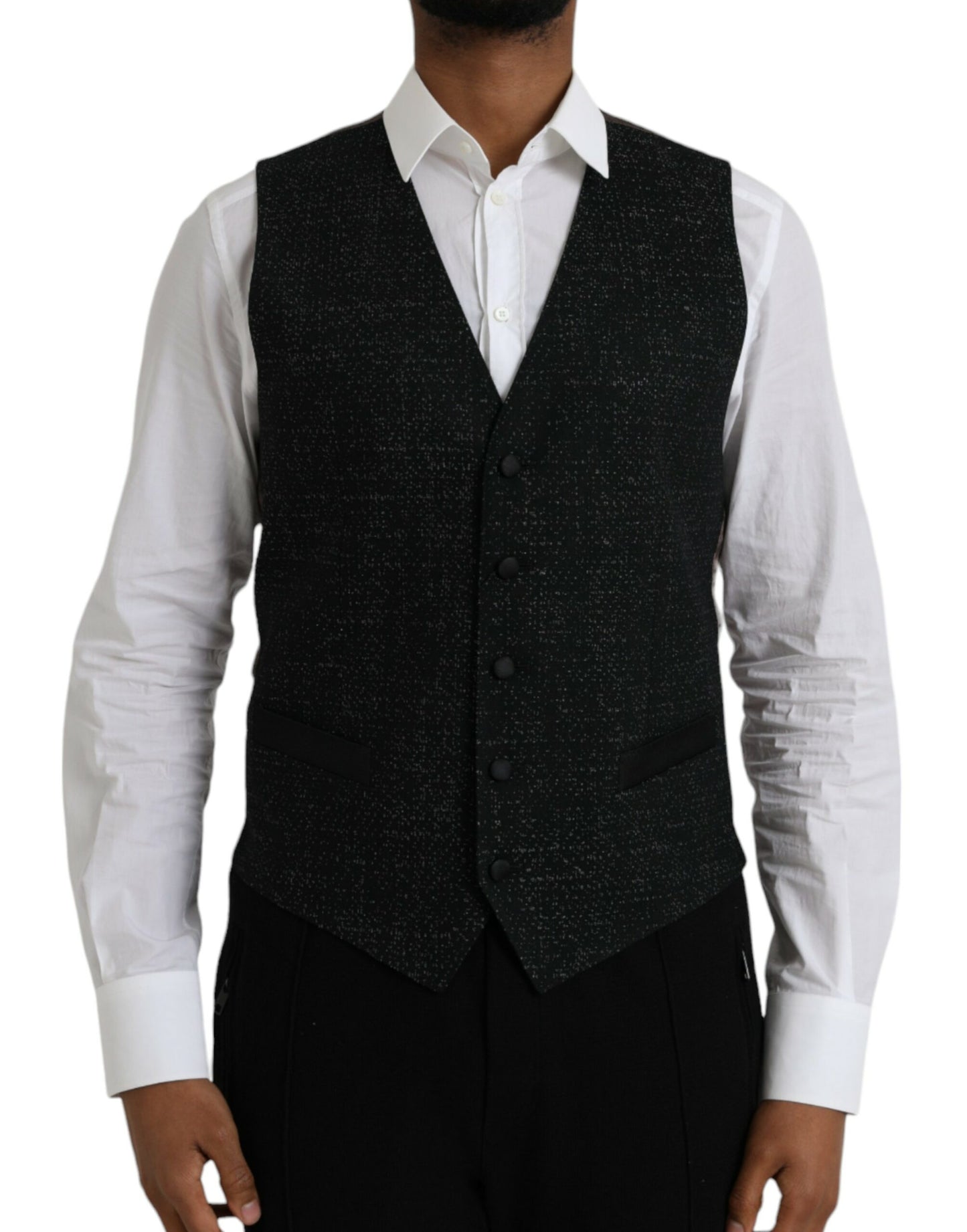 Dolce & Gabbana Schwarz Braun Seidenweste Kleid Formale Weste