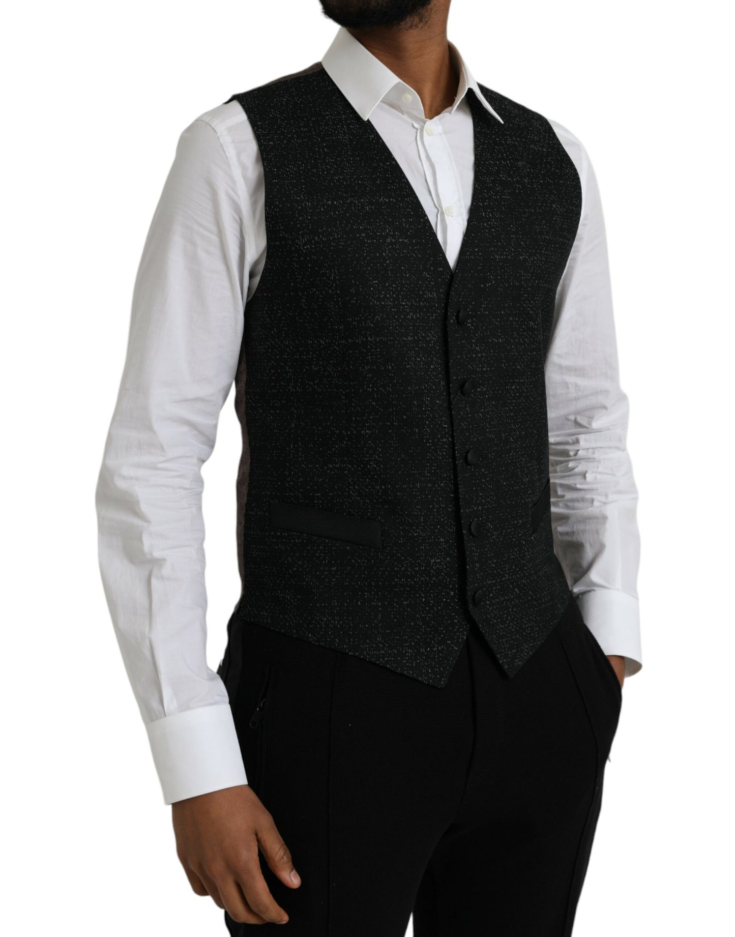 Dolce & Gabbana Schwarz Braun Seidenweste Kleid Formale Weste