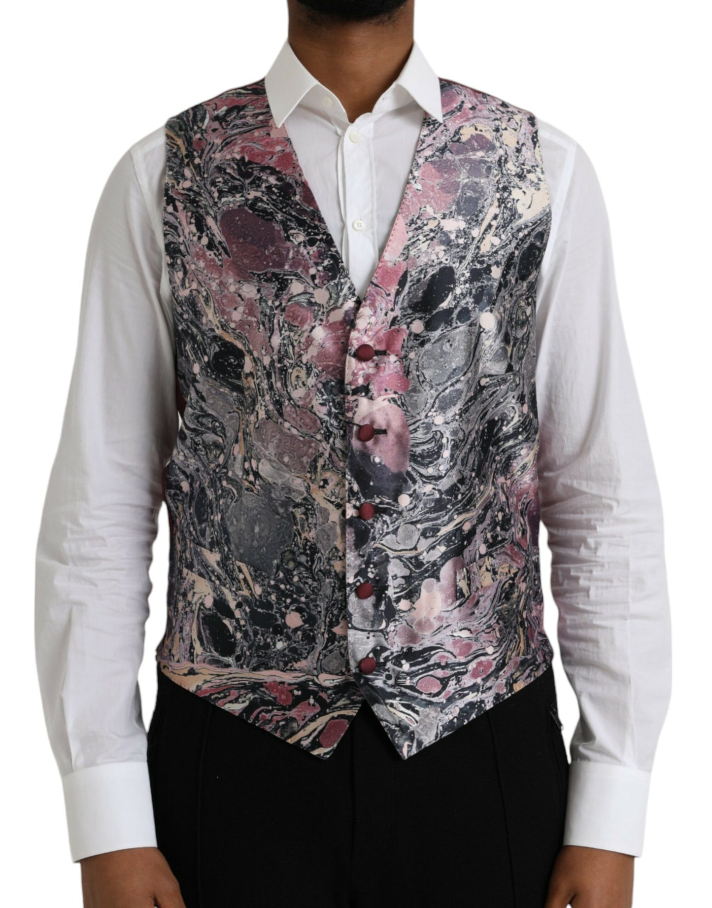 Dolce & Gabbana – Mehrfarbige Weste aus Galaxy-Seide, formelle Weste