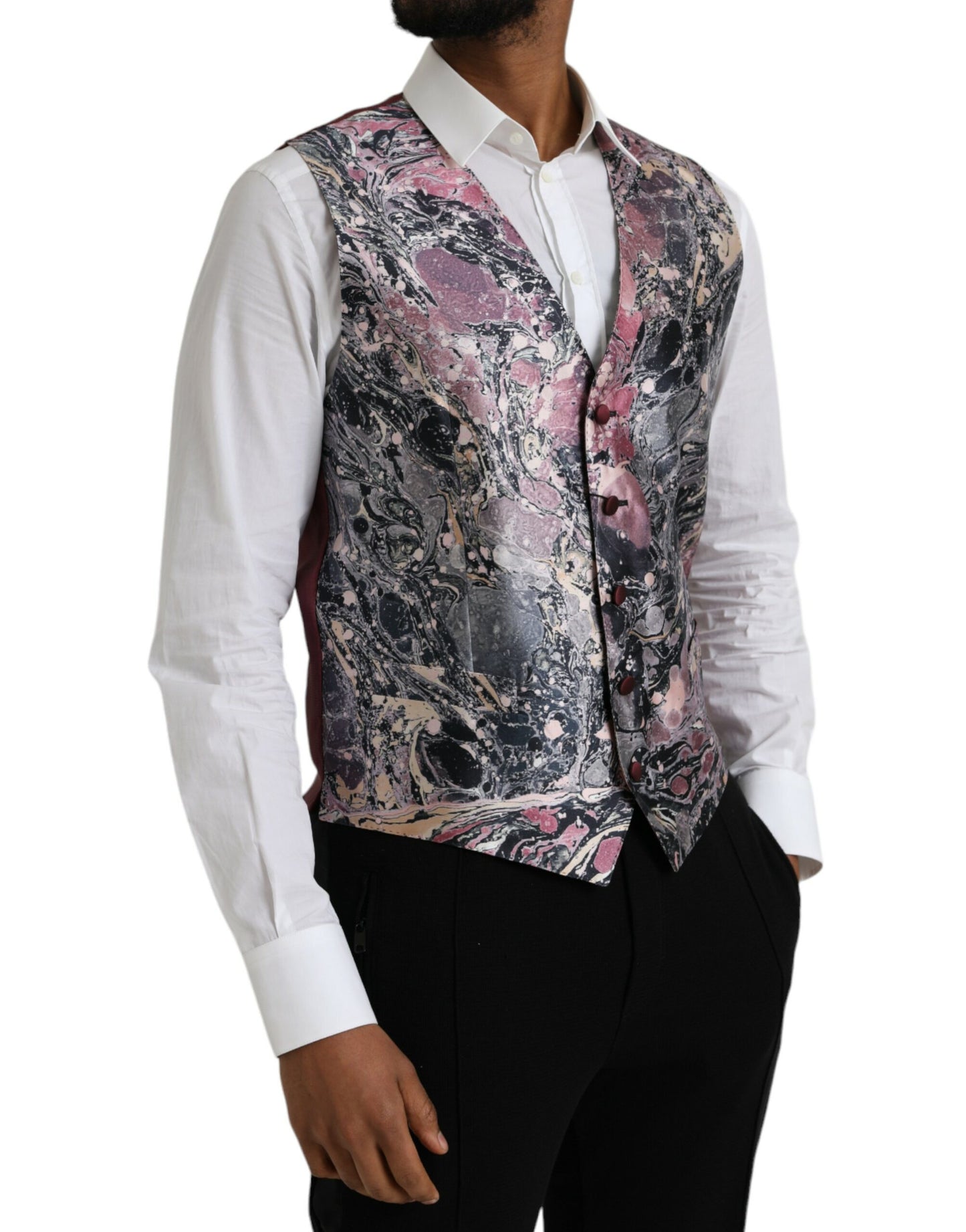 Dolce & Gabbana – Mehrfarbige Weste aus Galaxy-Seide, formelle Weste