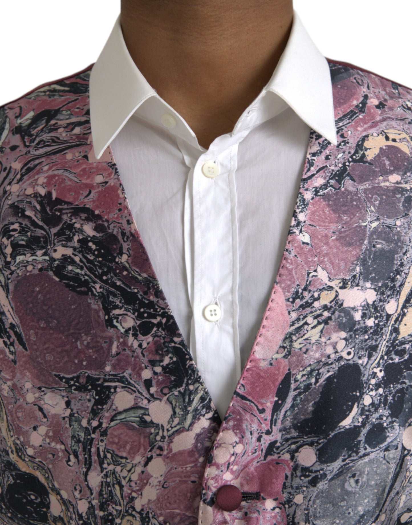Dolce & Gabbana – Mehrfarbige Weste aus Galaxy-Seide, formelle Weste
