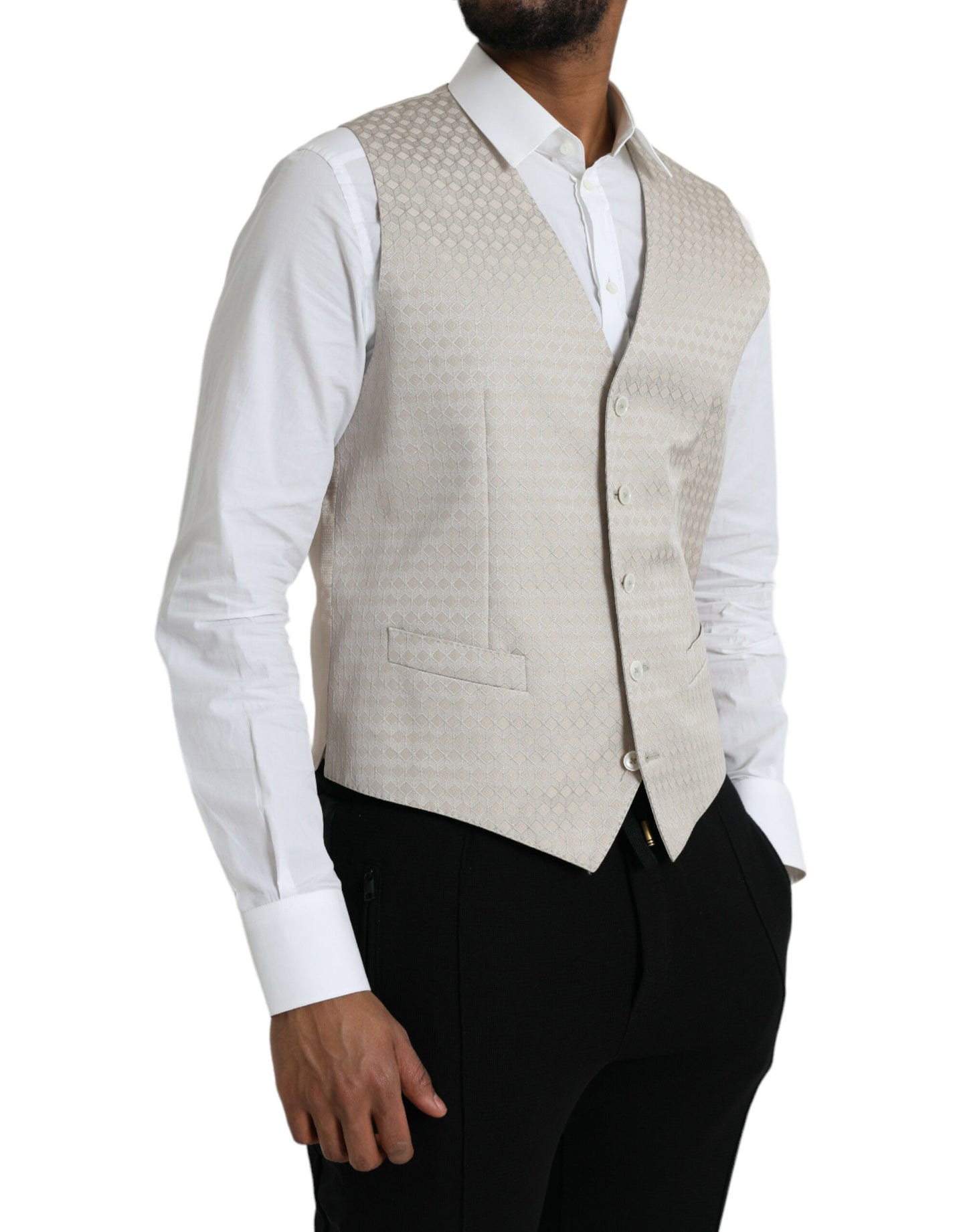 Dolce & Gabbana – Weste aus cremefarbener Baumwolle, formelle Weste