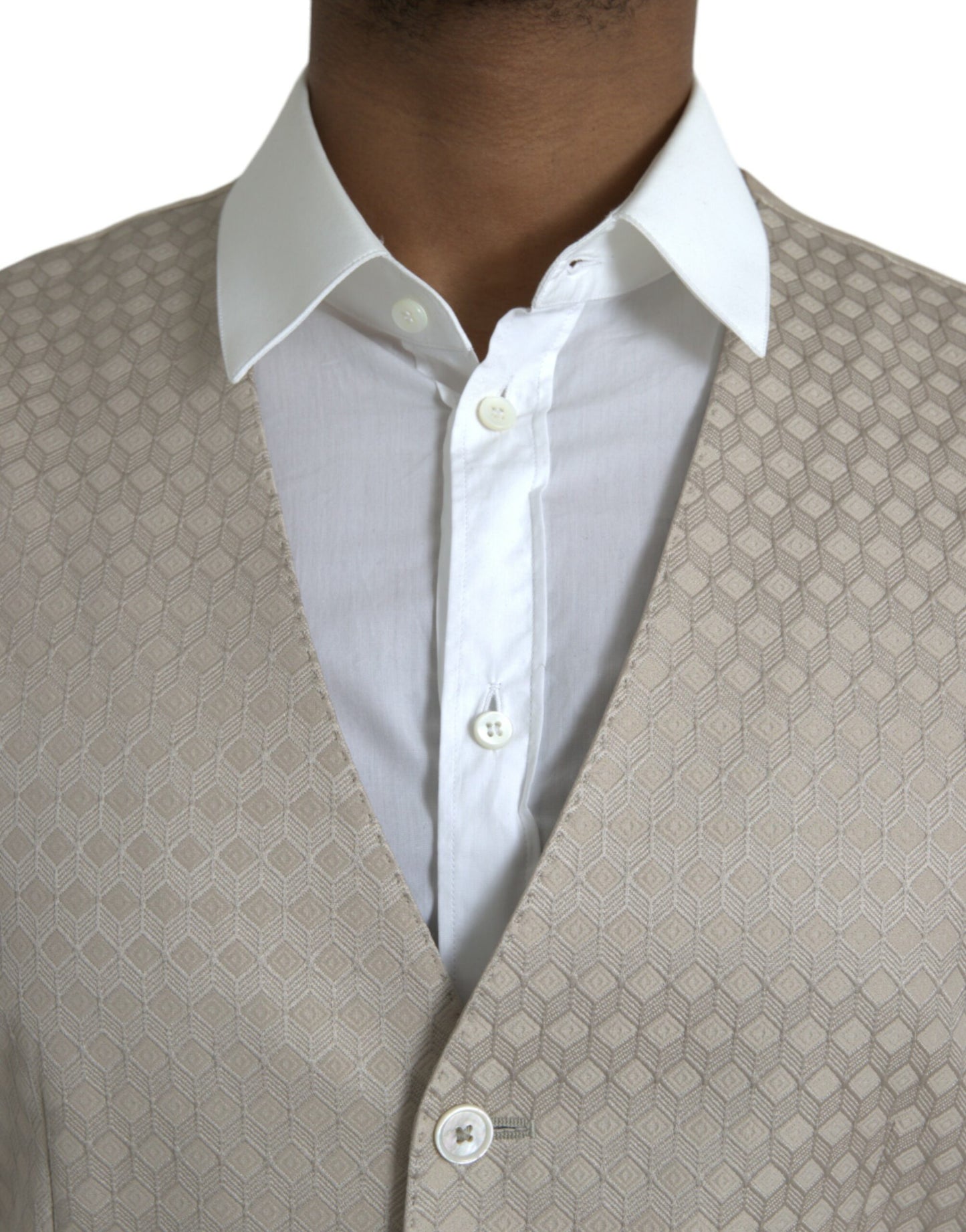 Dolce & Gabbana – Weste aus cremefarbener Baumwolle, formelle Weste