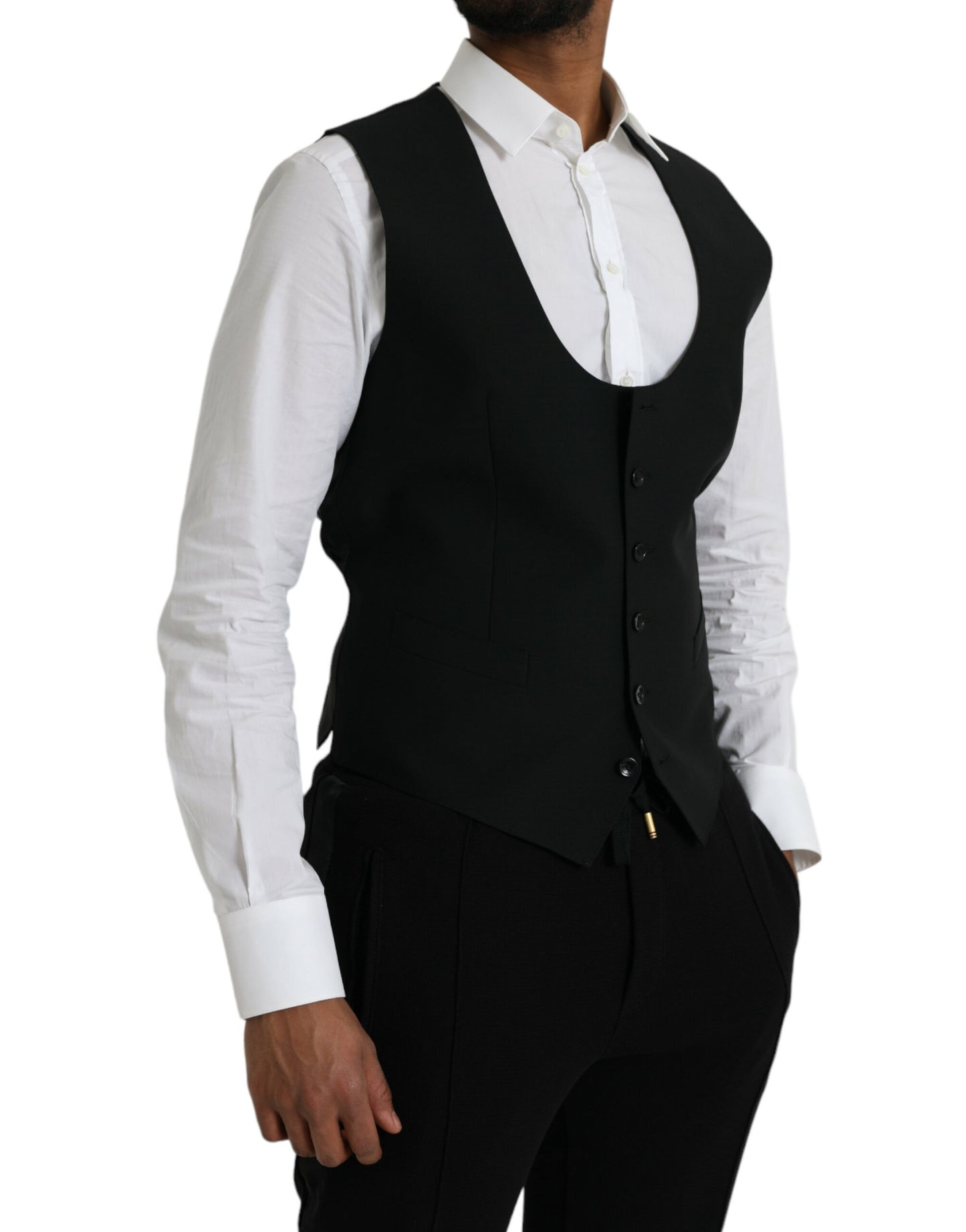 Dolce & Gabbana Schwarze Wollweste, formelle Weste