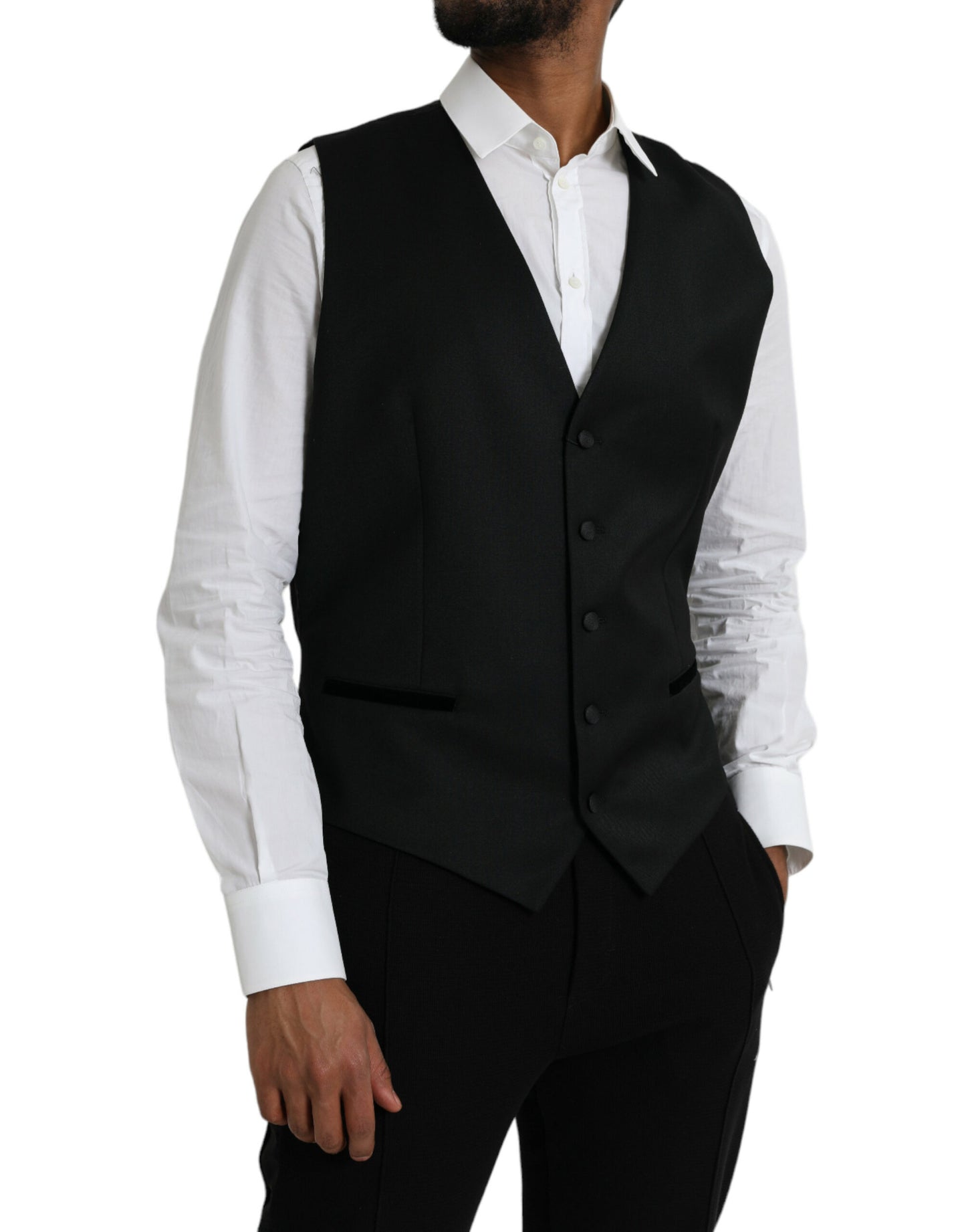 Dolce & Gabbana Schwarze Seidenweste, formelle Weste