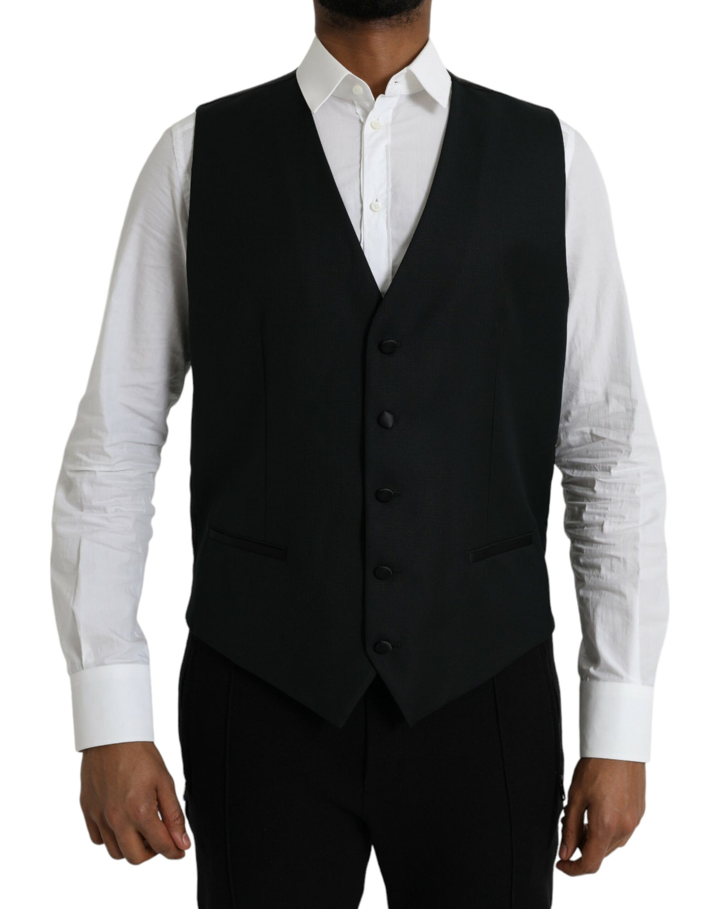 Dolce & Gabbana Schwarze Wollweste, formelle Weste
