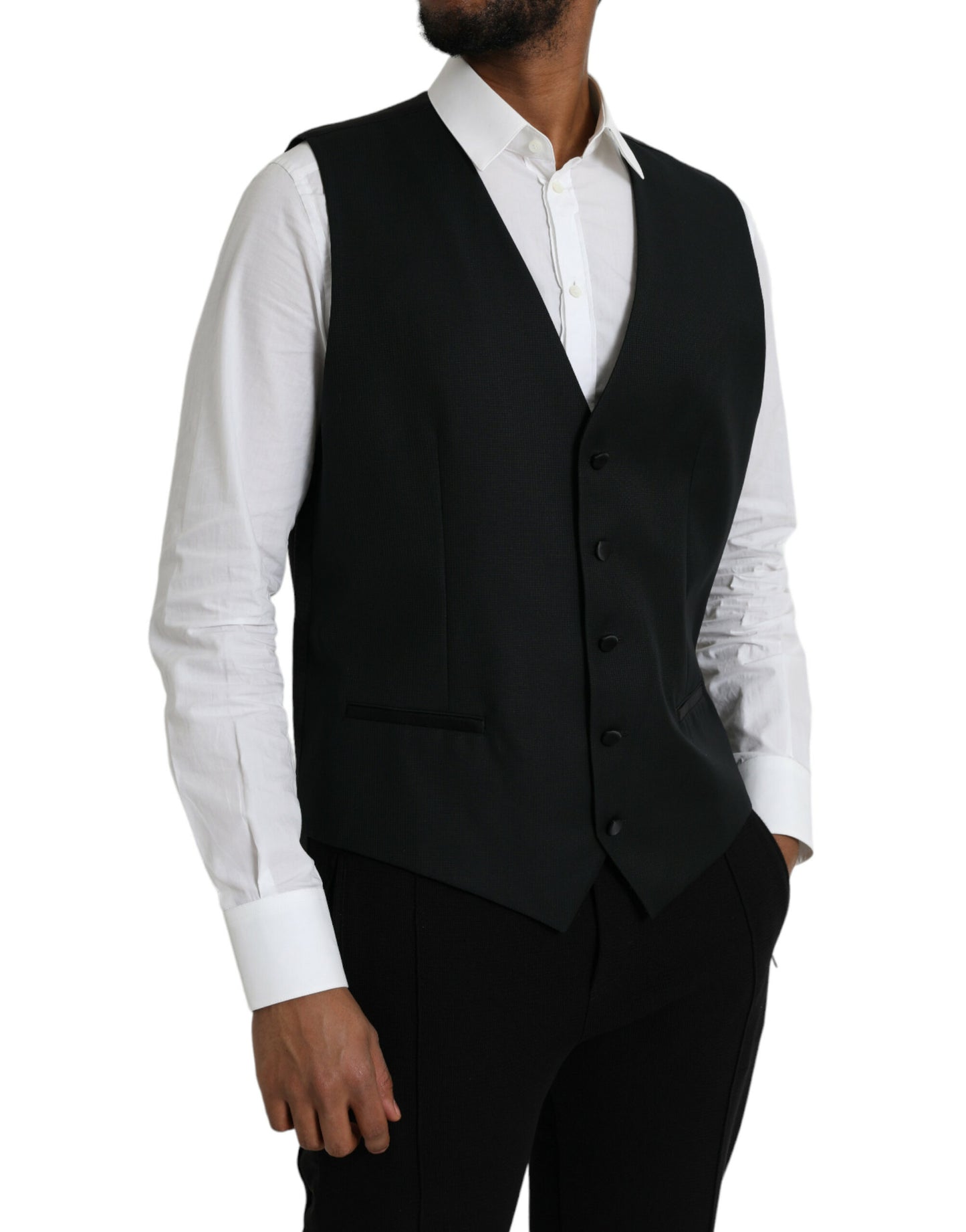 Dolce & Gabbana Schwarze Wollweste, formelle Weste