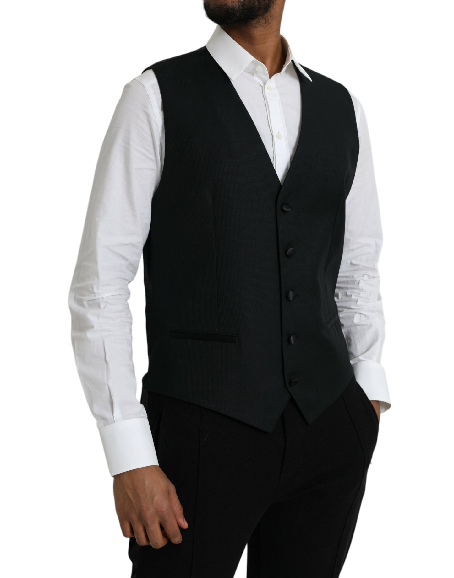 Dolce & Gabbana Schwarze Wollweste, formelle Weste