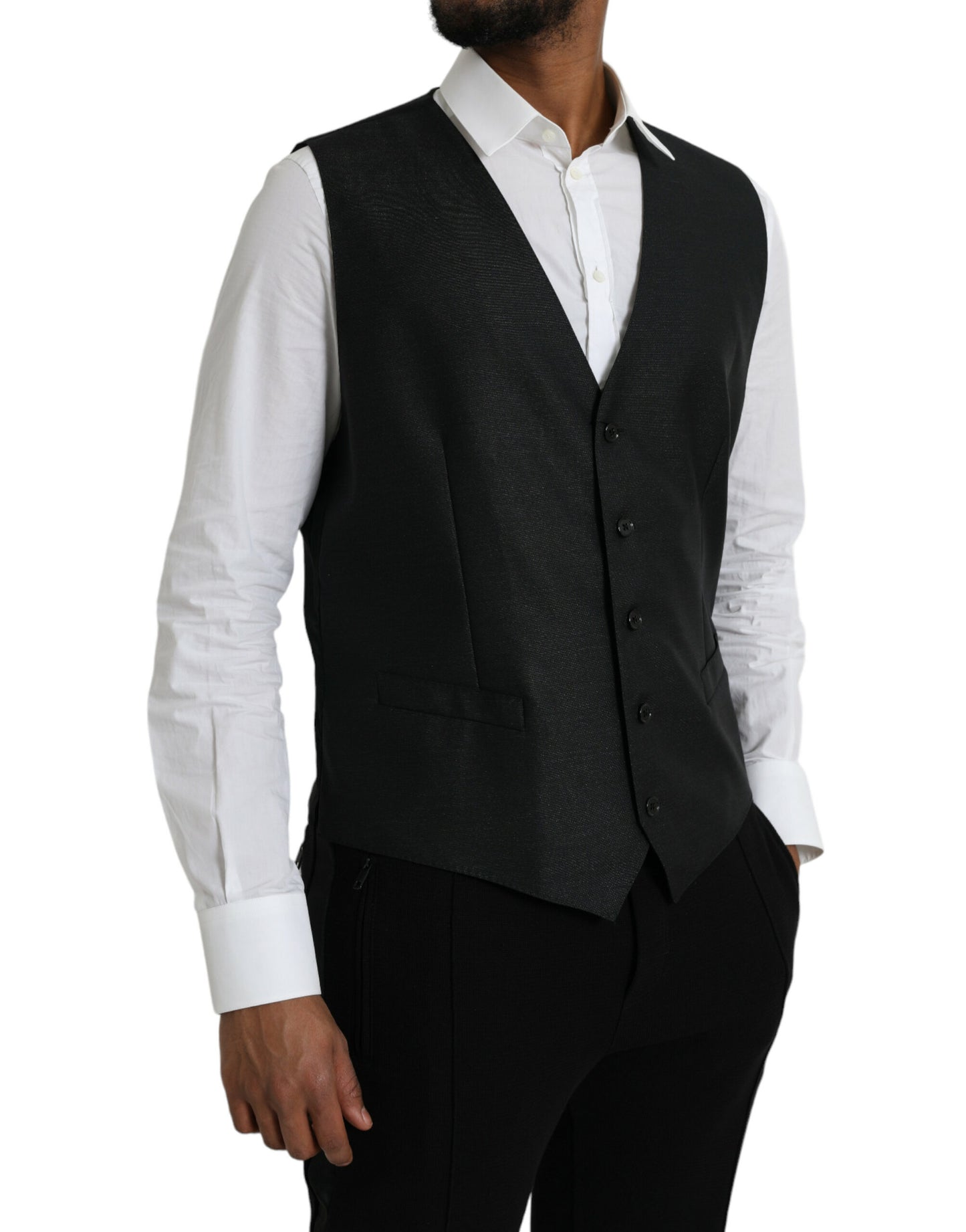 Dolce & Gabbana Schwarze Wollweste, formelle Weste