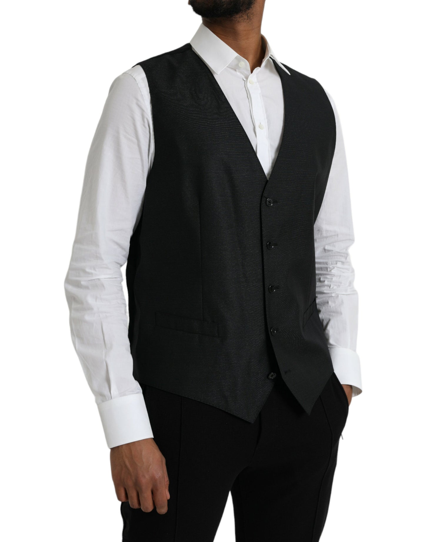Dolce & Gabbana Schwarze Wollweste, formelle Weste