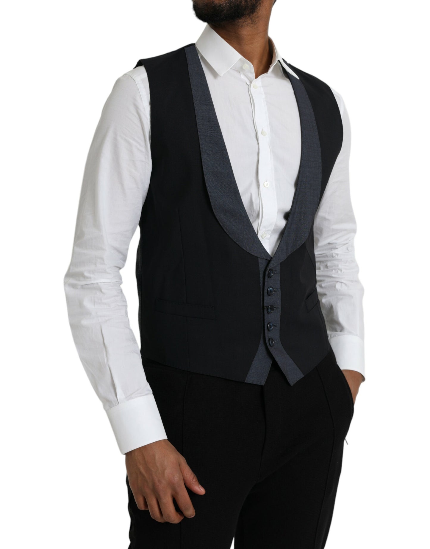 Dolce & Gabbana Schwarze Wollweste, formelle Weste