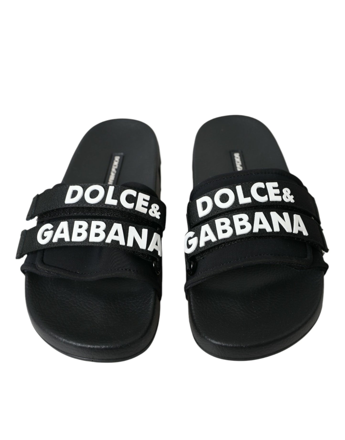Dolce & Gabbana – Schwarze Neopren-Slides, flache Strandschuhe