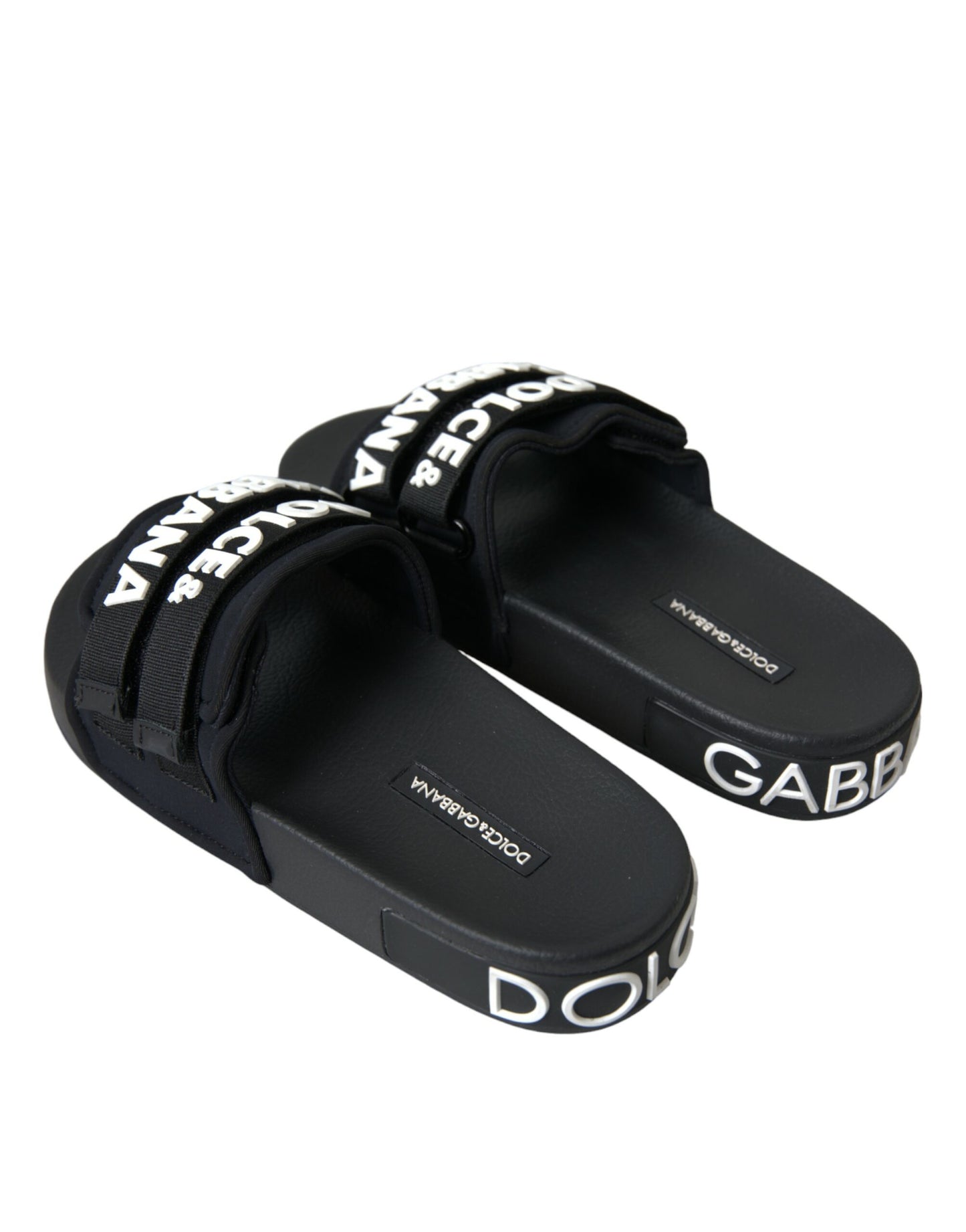 Dolce & Gabbana – Schwarze Neopren-Slides, flache Strandschuhe
