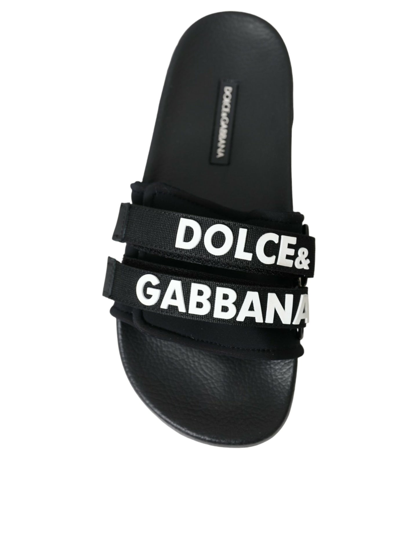 Dolce & Gabbana – Schwarze Neopren-Slides, flache Strandschuhe