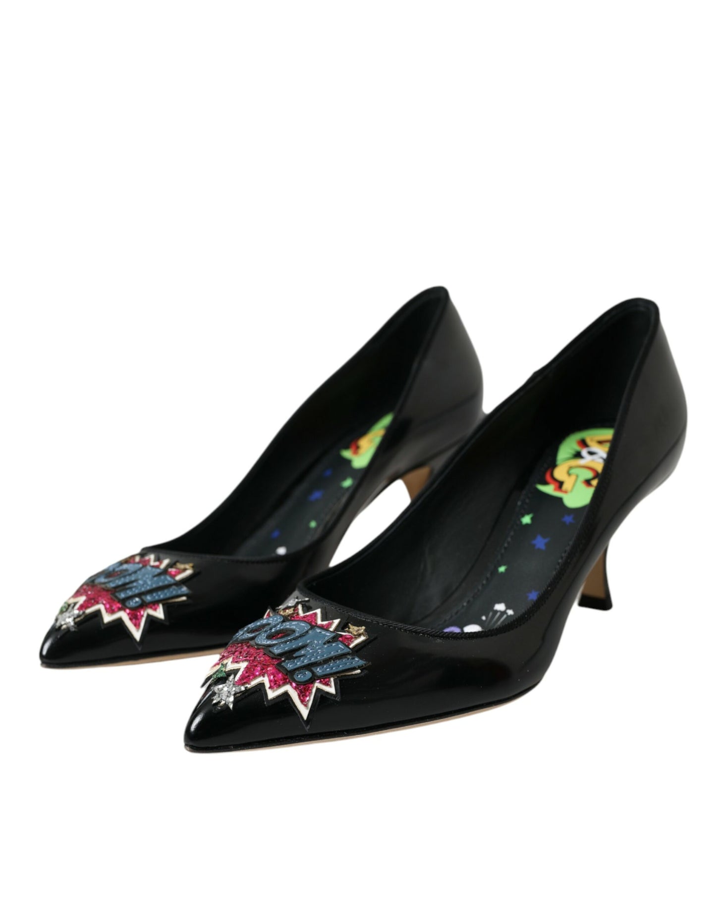Dolce & Gabbana – Pumps mit BOOM-Patch aus schwarzem Leder
