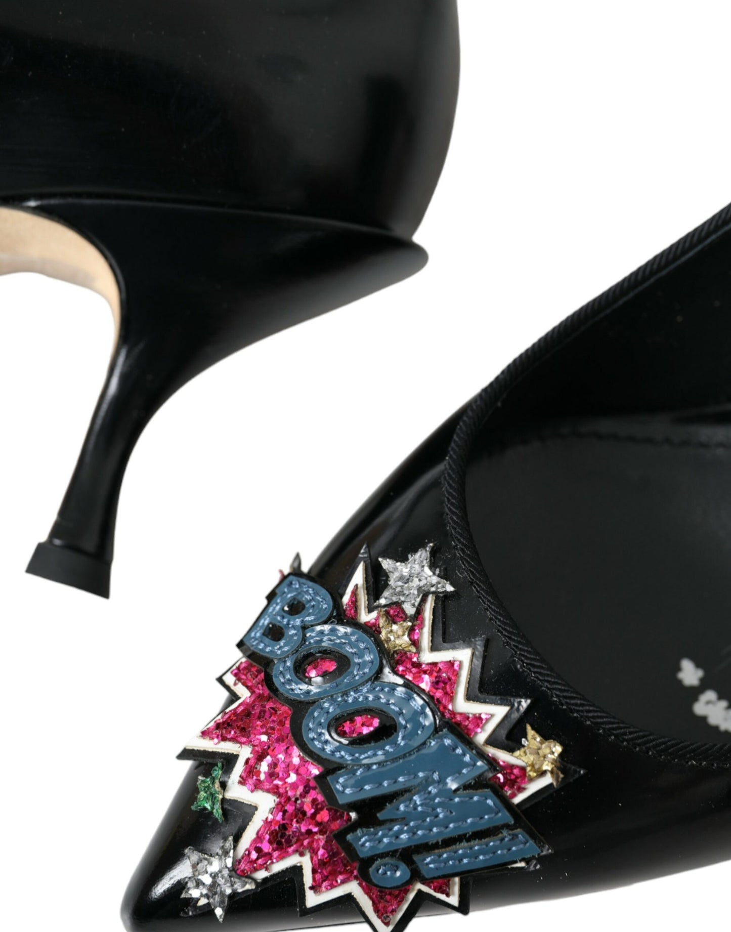 Dolce & Gabbana – Pumps mit BOOM-Patch aus schwarzem Leder