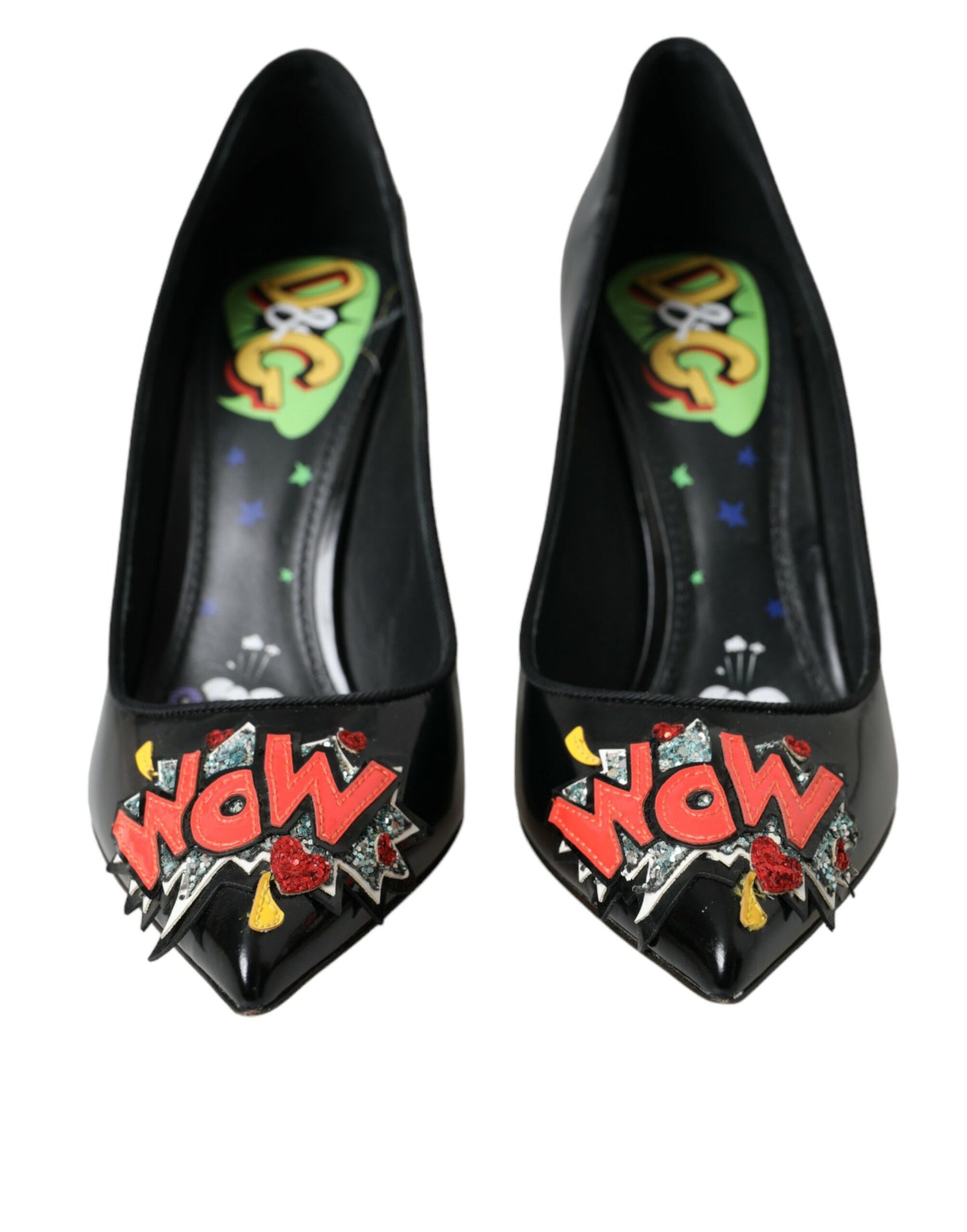Dolce & Gabbana – Schwarze Pumps aus Leder mit WOW-Patch