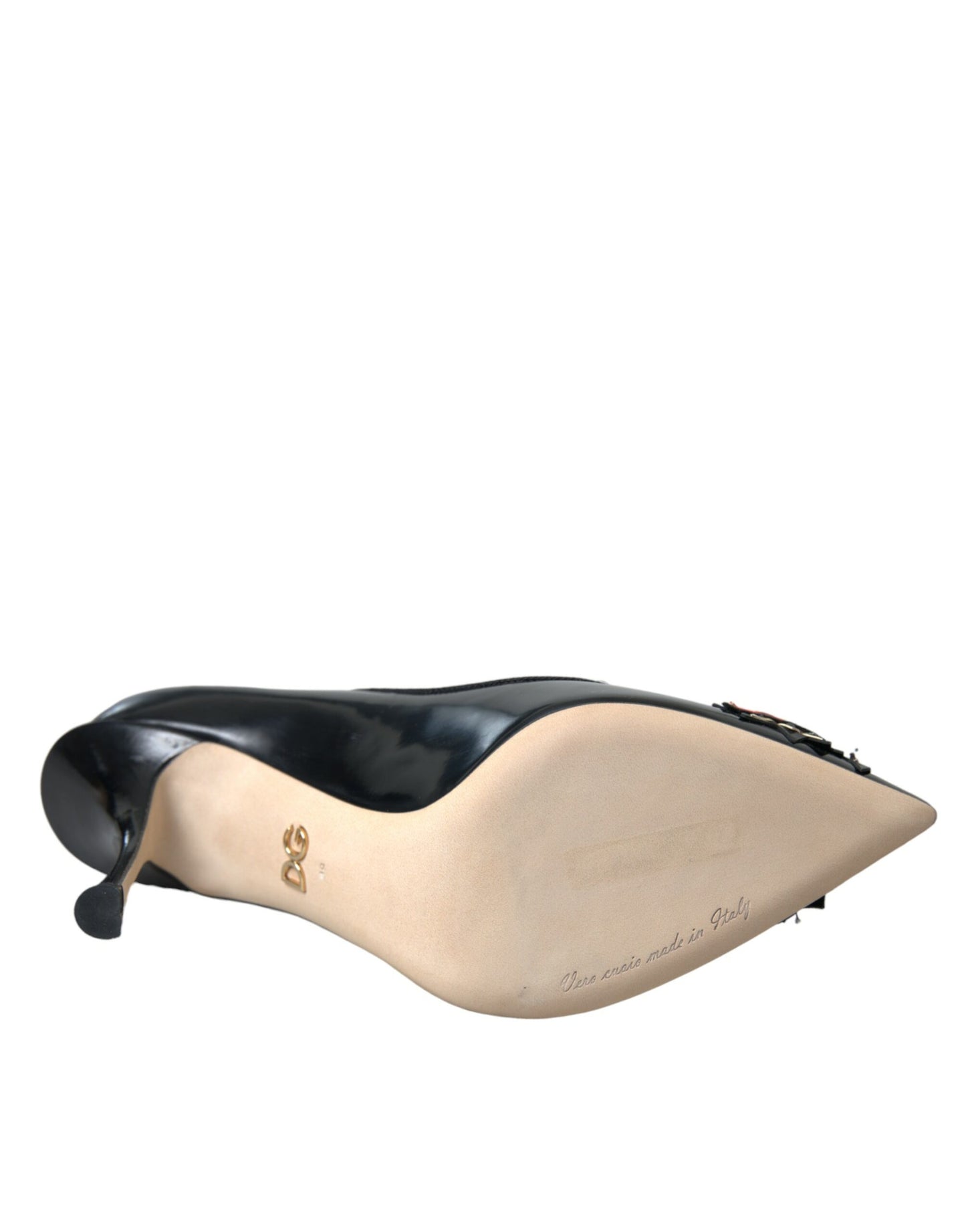 Dolce & Gabbana – Schwarze Pumps aus Leder mit WOW-Patch