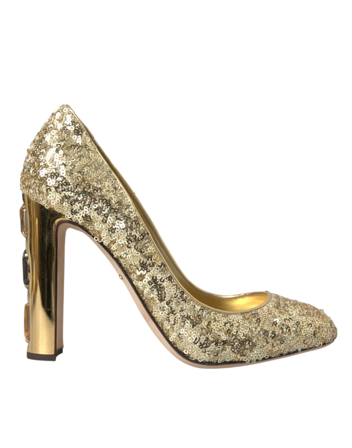 Dolce & Gabbana Gold Pailletten Kristall Heels Pumps Schuhe