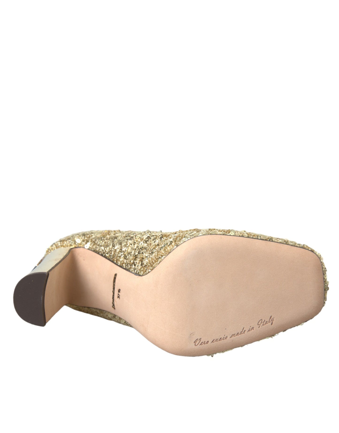 Dolce & Gabbana Gold Pailletten Kristall Heels Pumps Schuhe