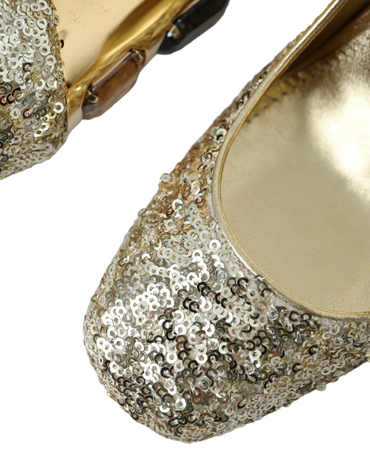 Dolce & Gabbana Gold Pailletten Kristall Heels Pumps Schuhe
