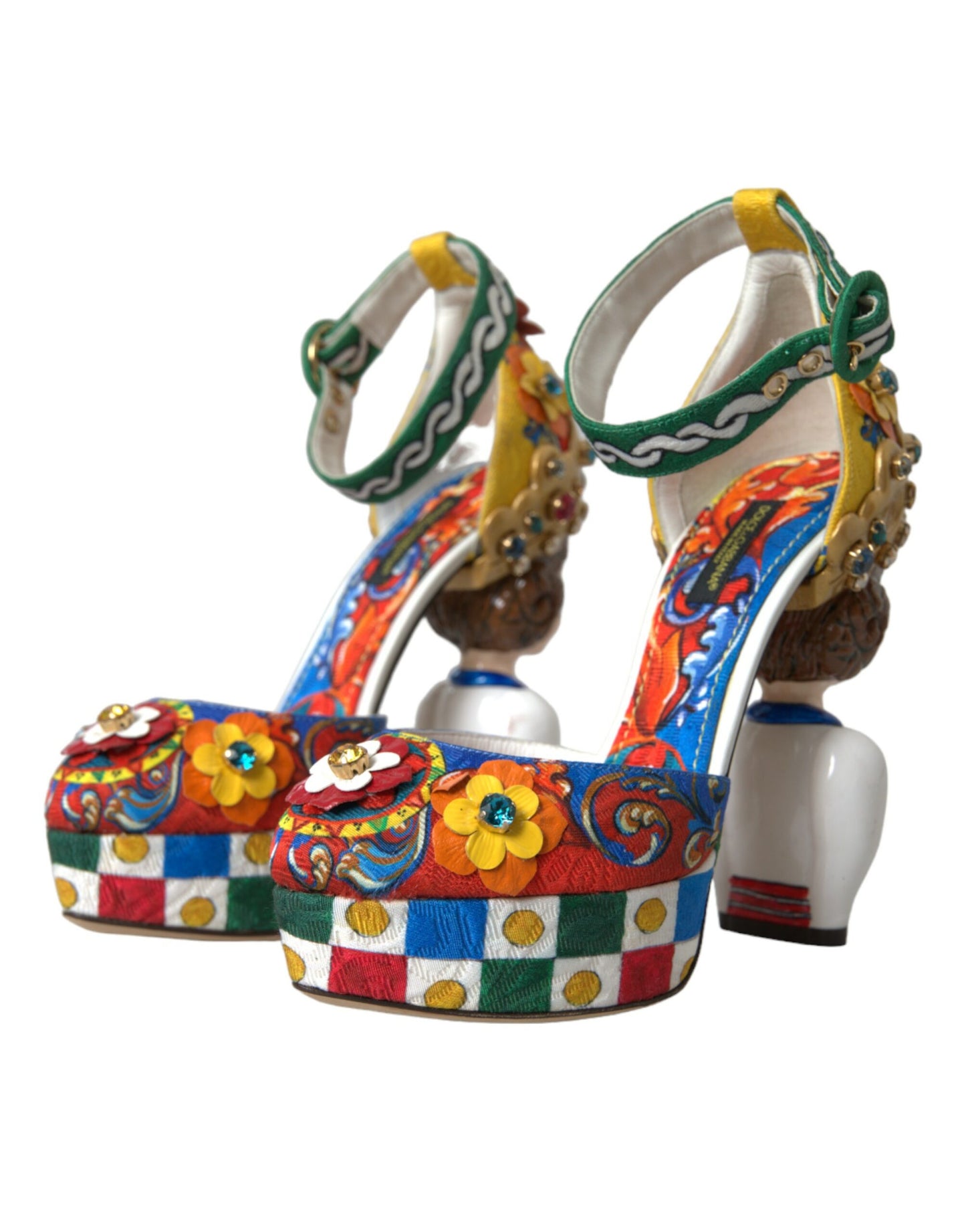 Dolce & Gabbana Mehrfarbige Carretto-Sandalen mit Verzierung