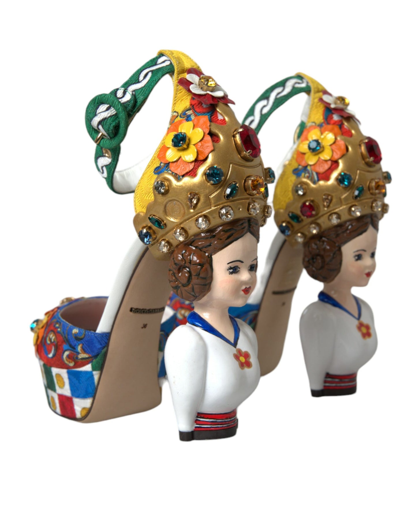 Dolce & Gabbana Mehrfarbige Carretto-Sandalen mit Verzierung