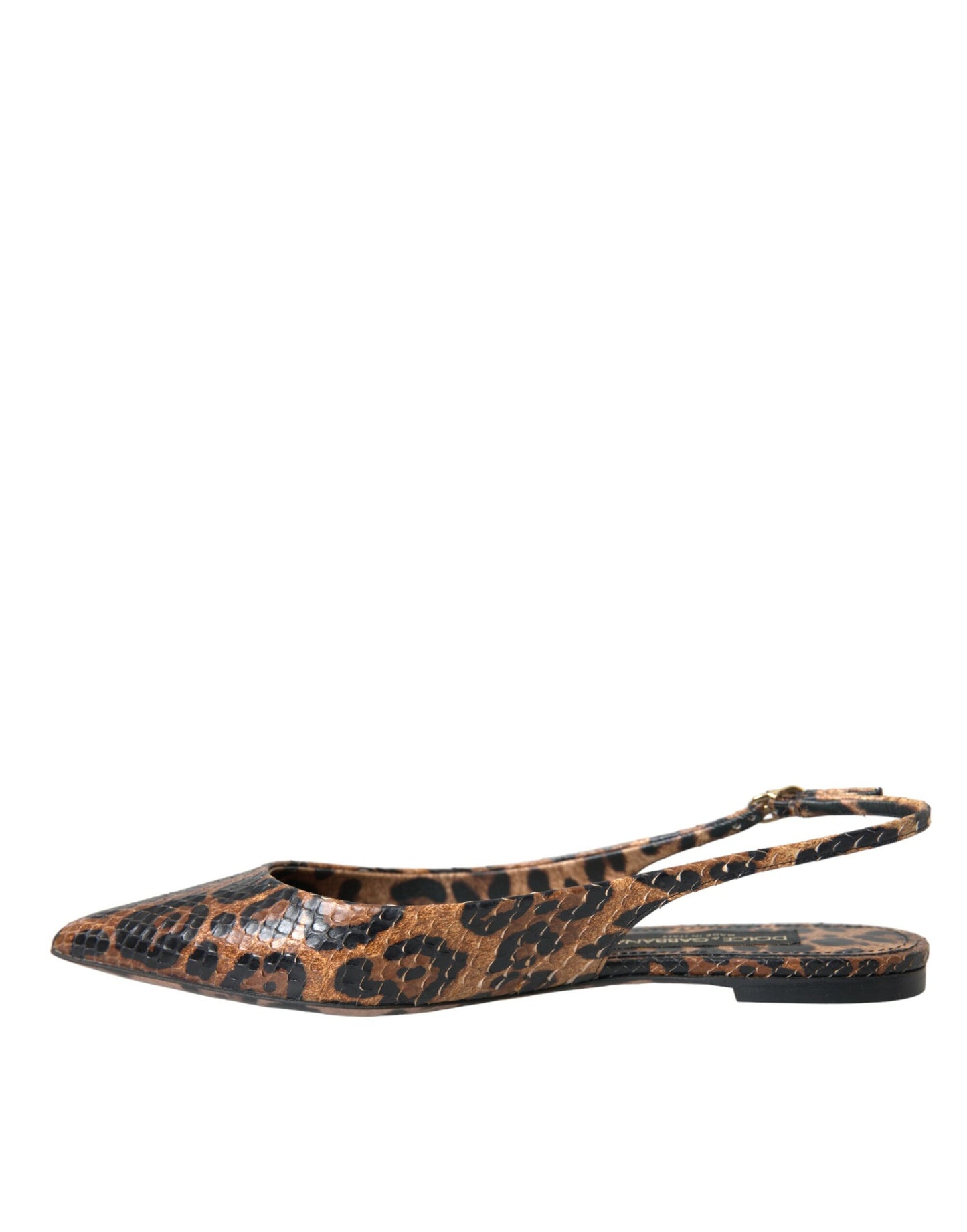 Dolce & Gabbana – Slingback-Schuhe aus exotischem Leder mit Leopardenmuster in Braun