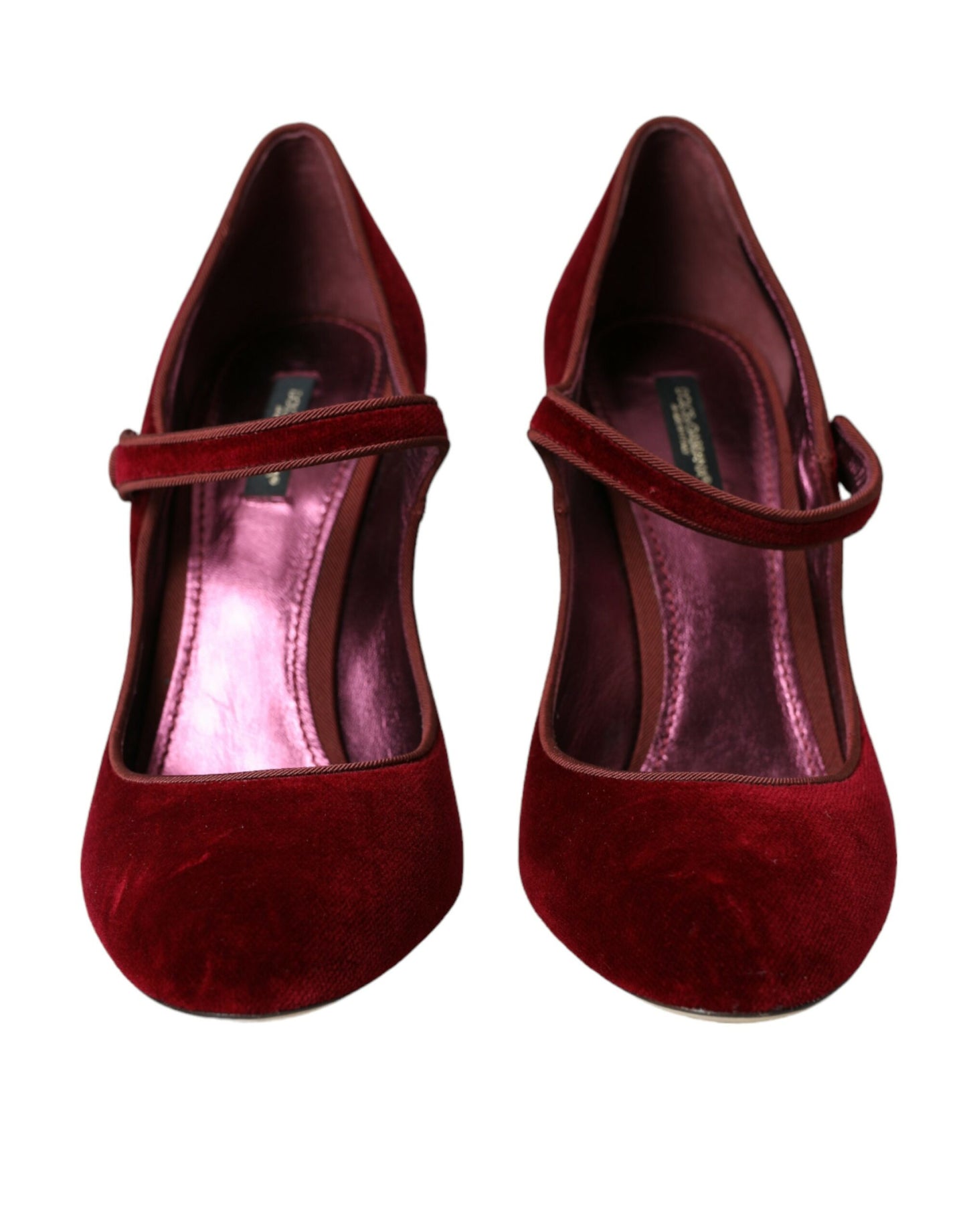 Dolce & Gabbana Mary Jane-Schuhe aus rotem Samt mit goldenen Kristallen