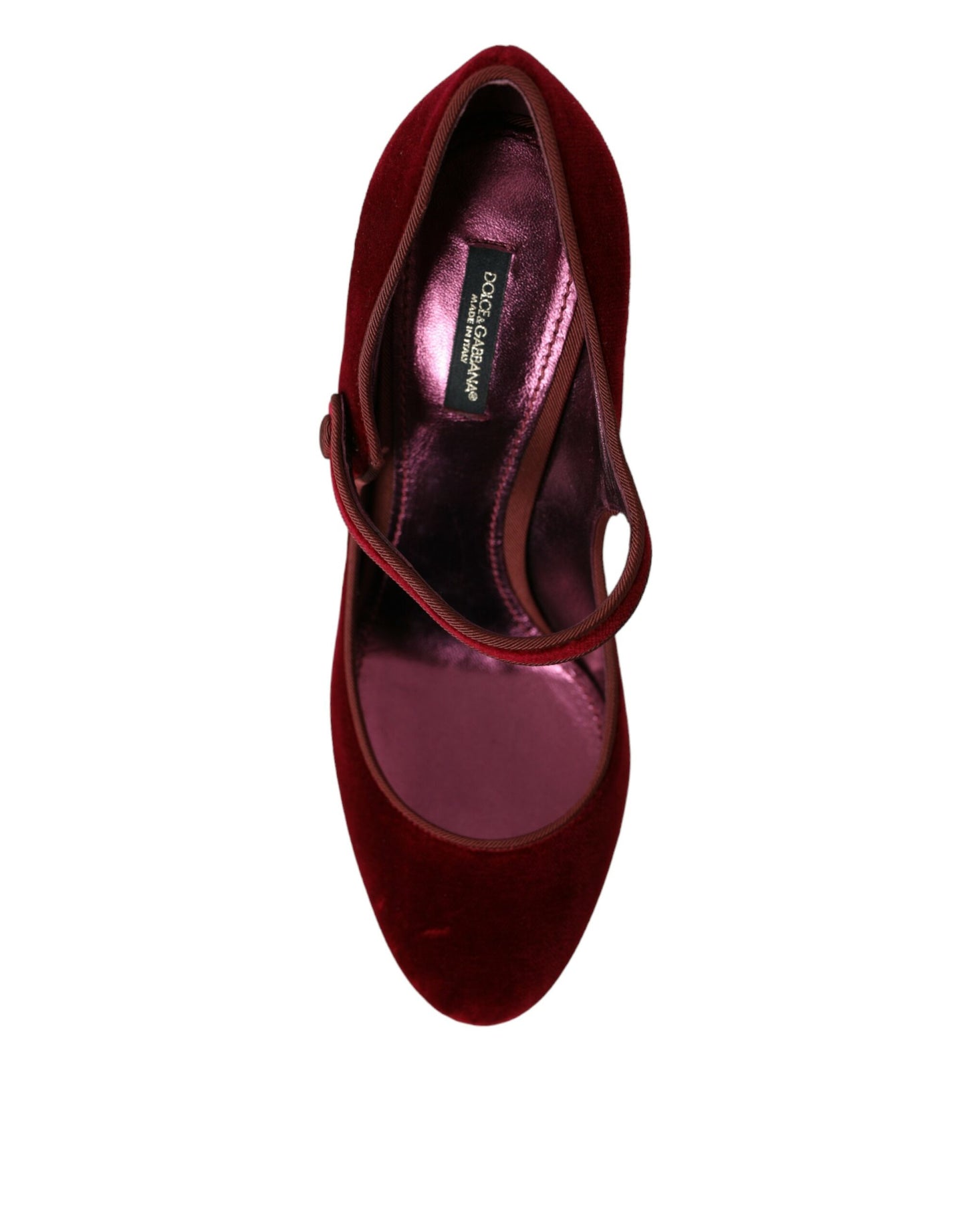 Dolce & Gabbana Mary Jane-Schuhe aus rotem Samt mit goldenen Kristallen