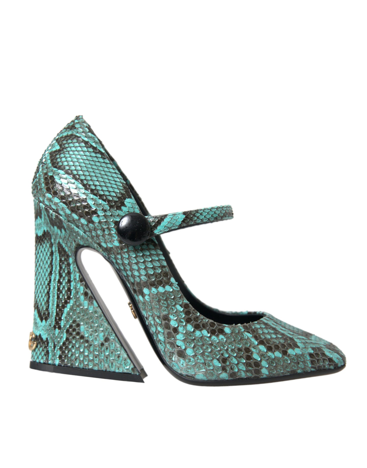 Dolce & Gabbana – Mary-Jane-Pumps aus Pythonleder in Aquamarin