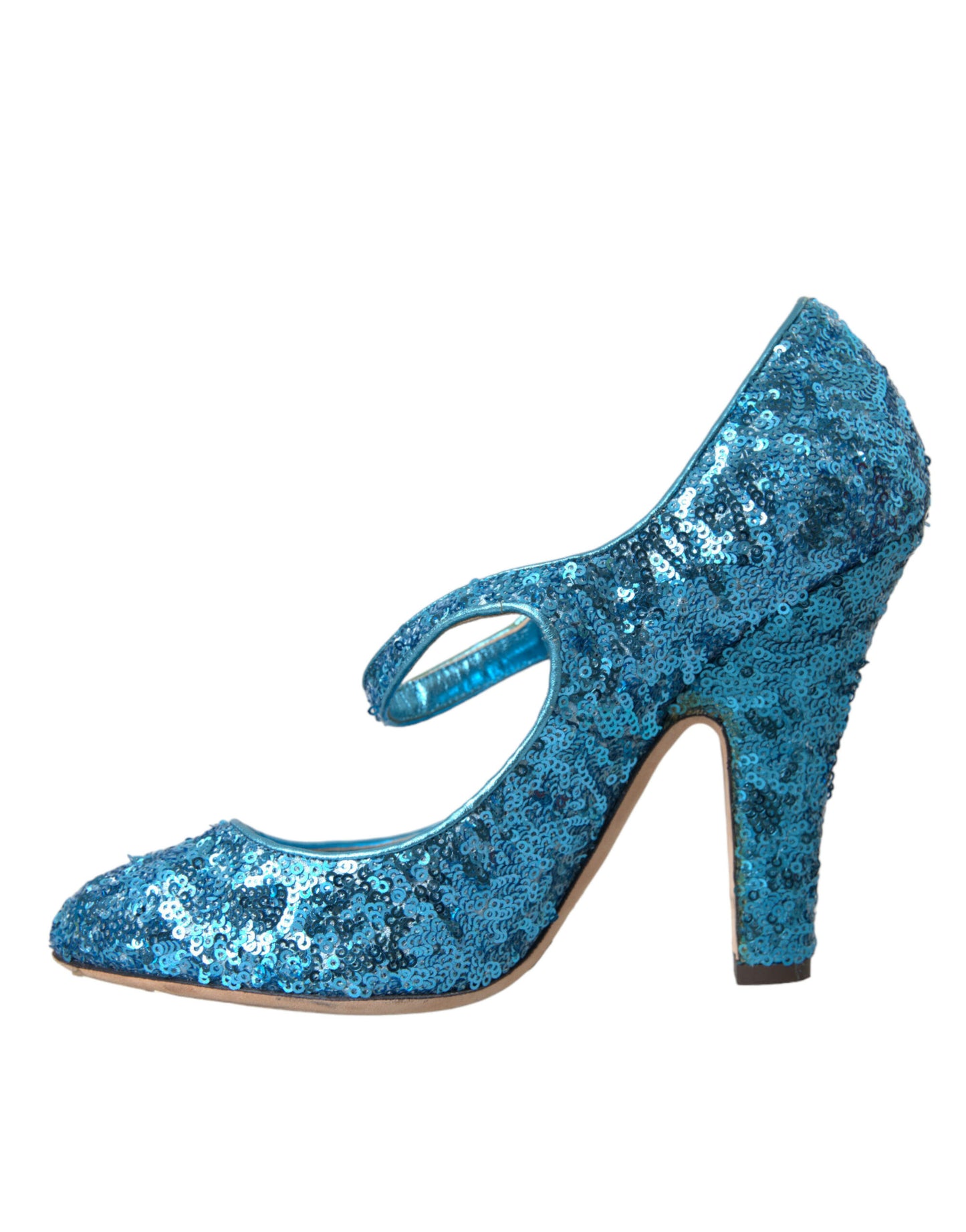 Dolce & Gabbana Blaue Pailletten Mary Jane Pumps High Heels Schuhe