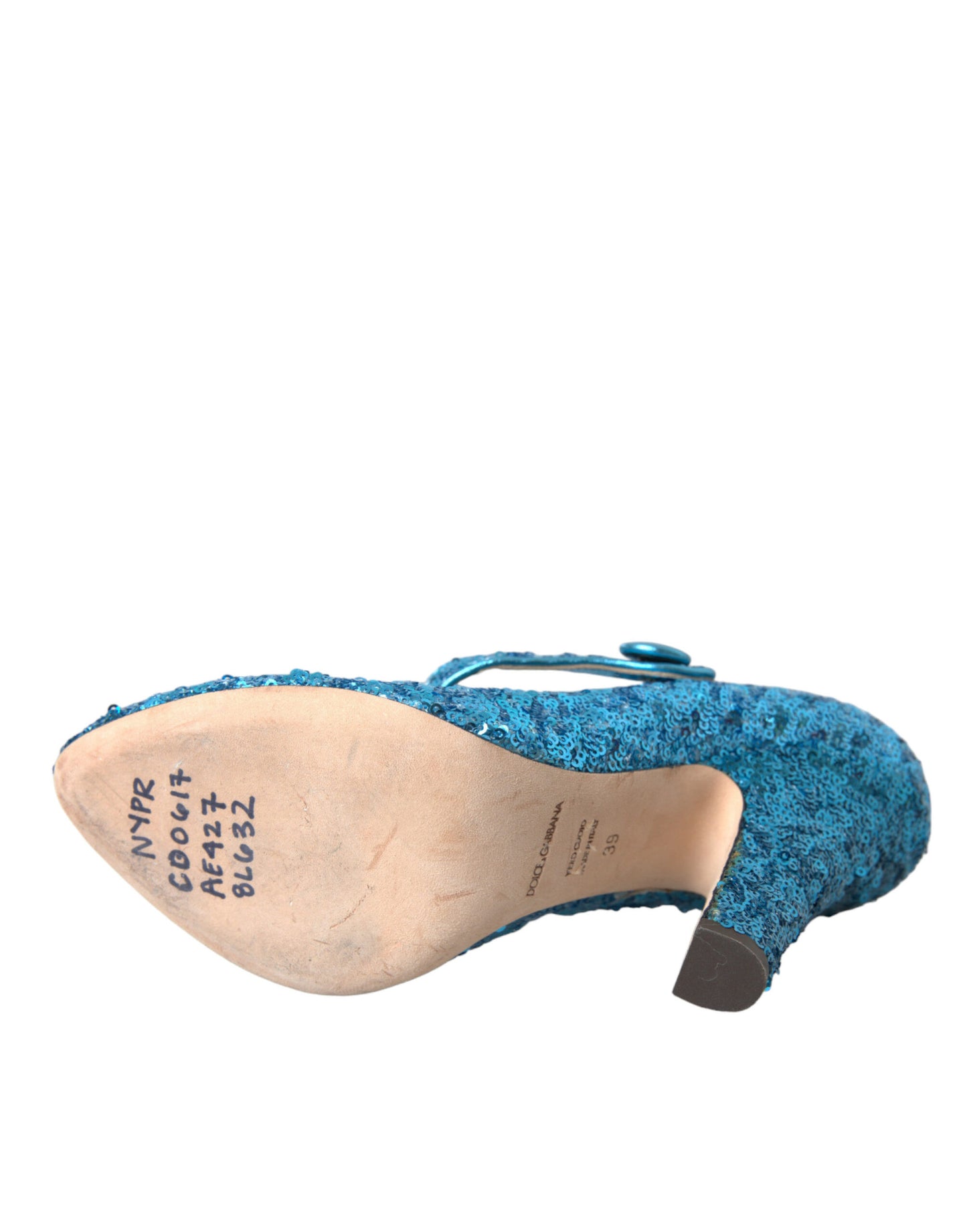Dolce & Gabbana Blaue Pailletten Mary Jane Pumps High Heels Schuhe