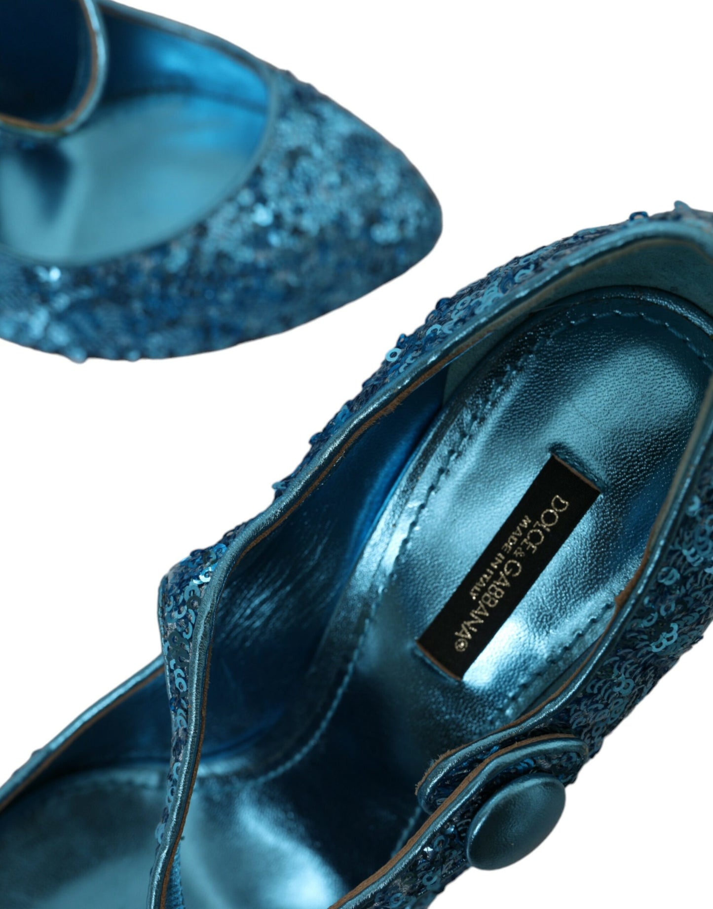 Dolce & Gabbana Blaue Pailletten Mary Jane Pumps High Heels Schuhe