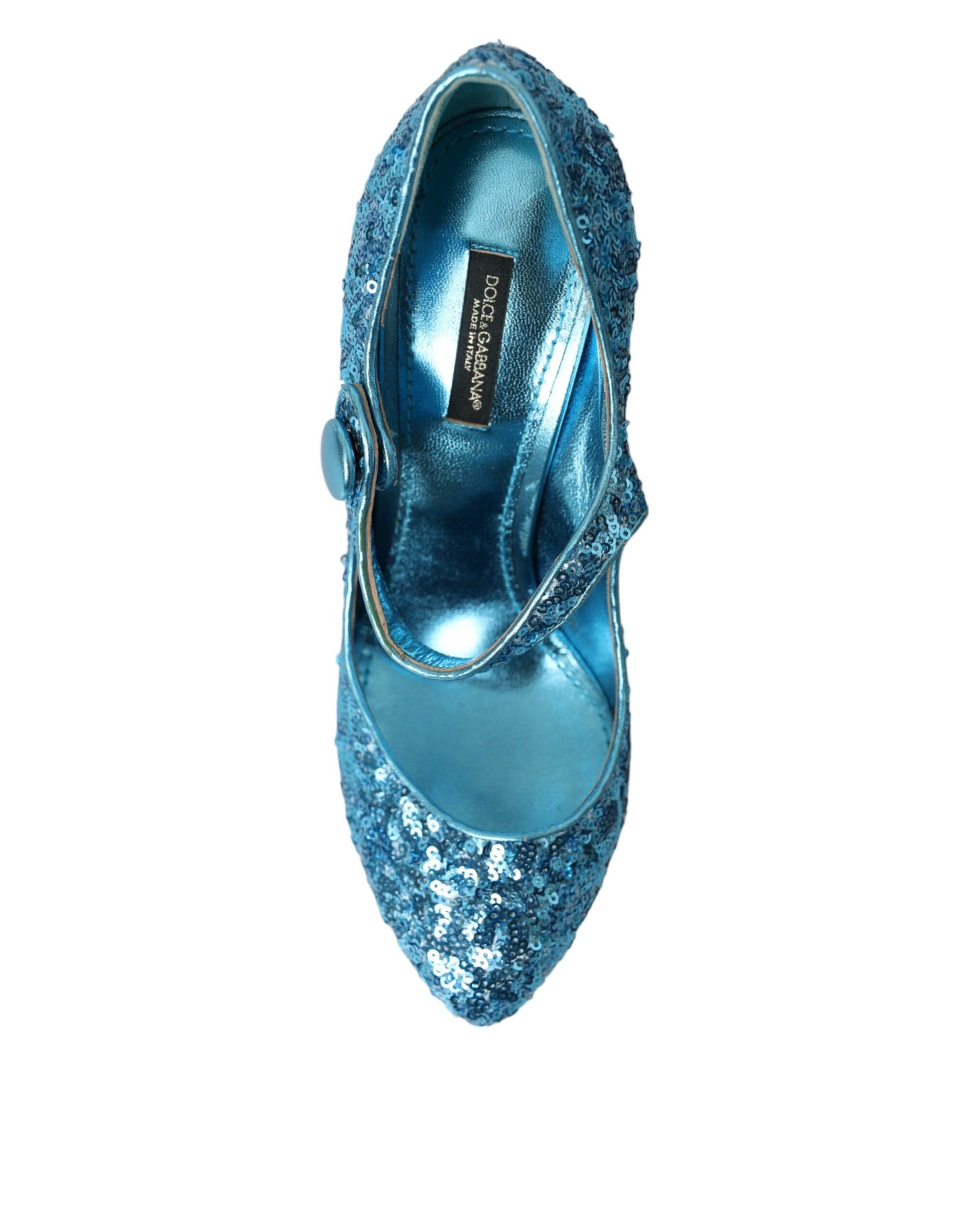 Dolce & Gabbana Blaue Pailletten Mary Jane Pumps High Heels Schuhe
