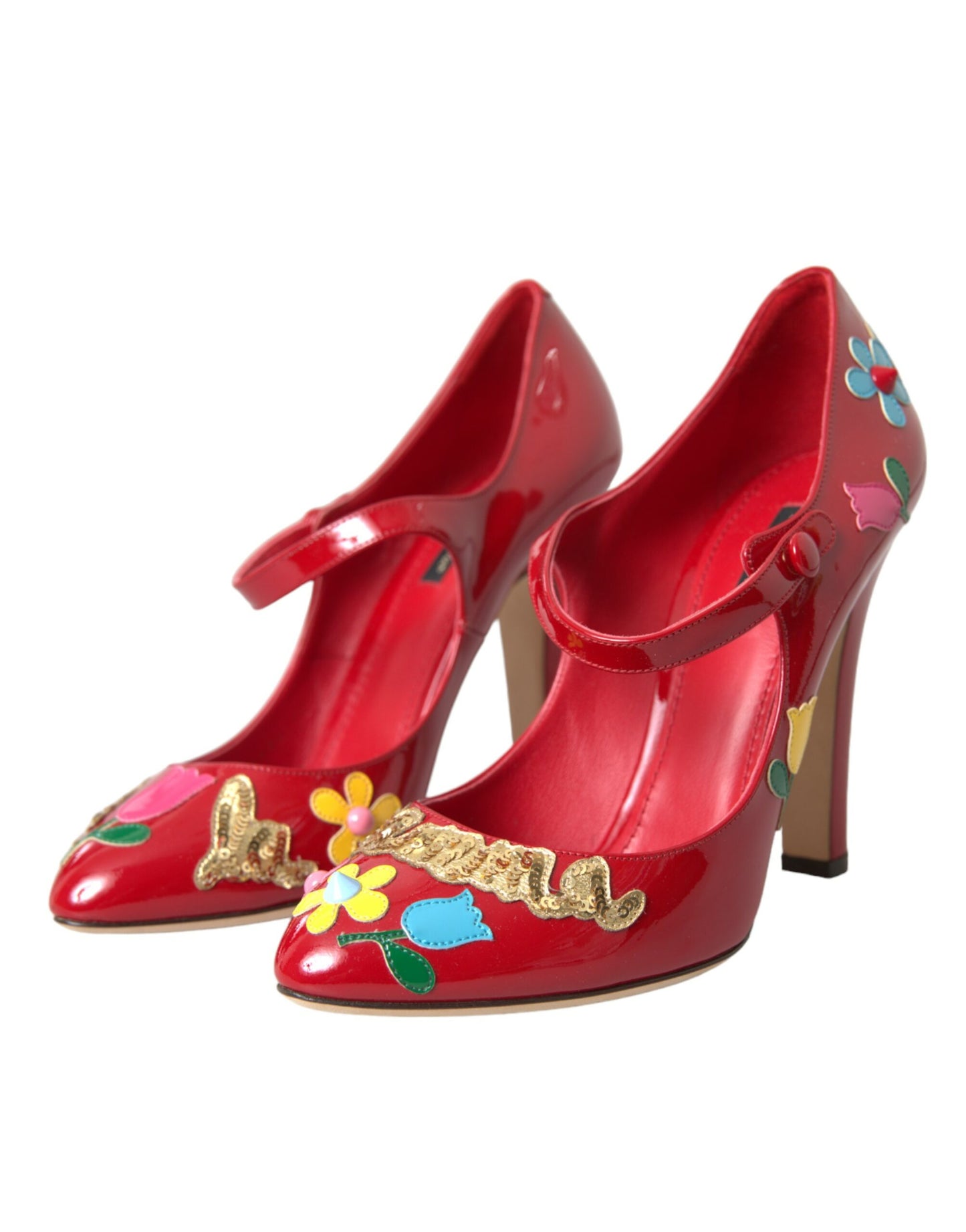 Dolce & Gabbana Rote Mary Jane Pumps mit Lederverzierung