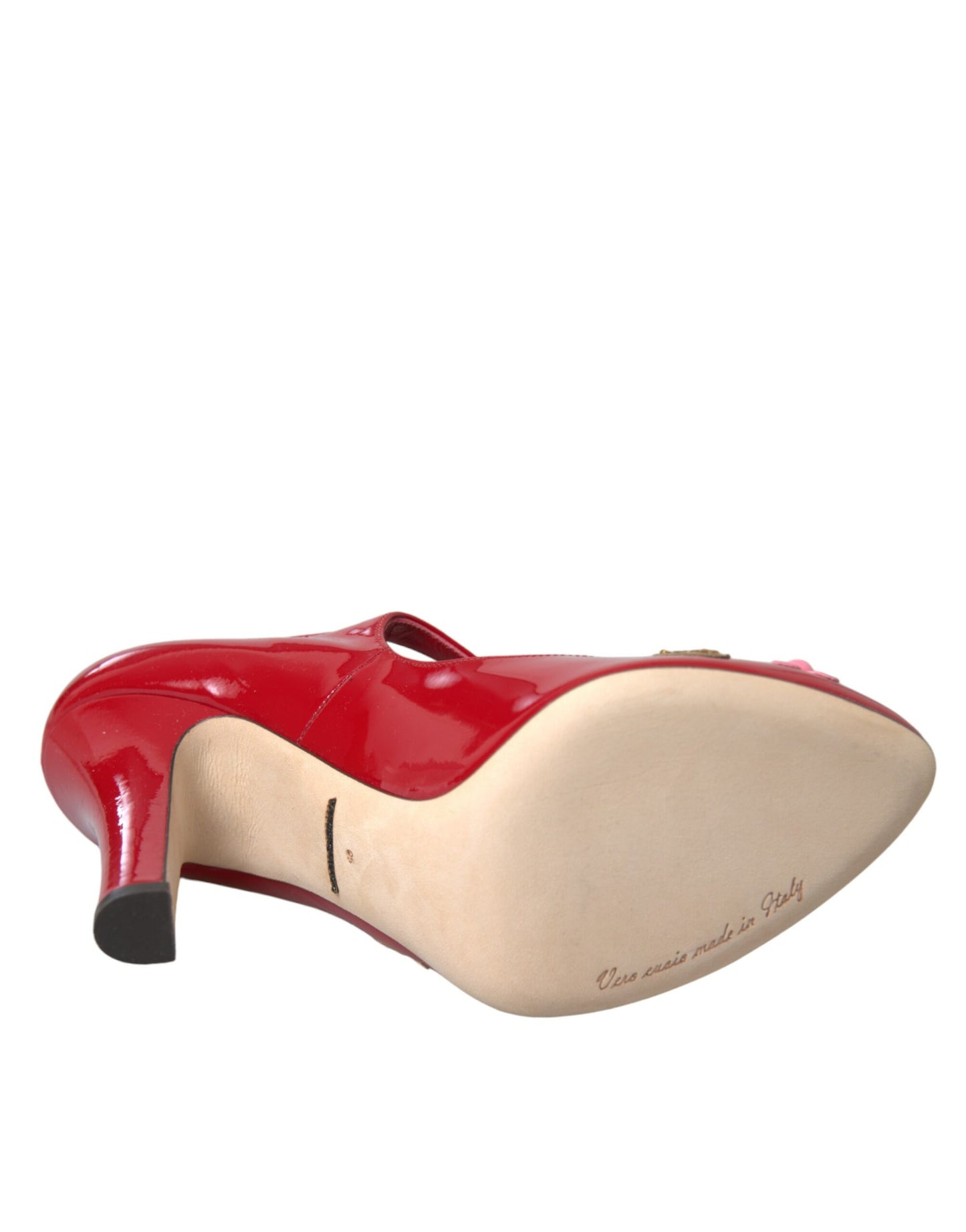Dolce & Gabbana Rote Mary Jane Pumps mit Lederverzierung