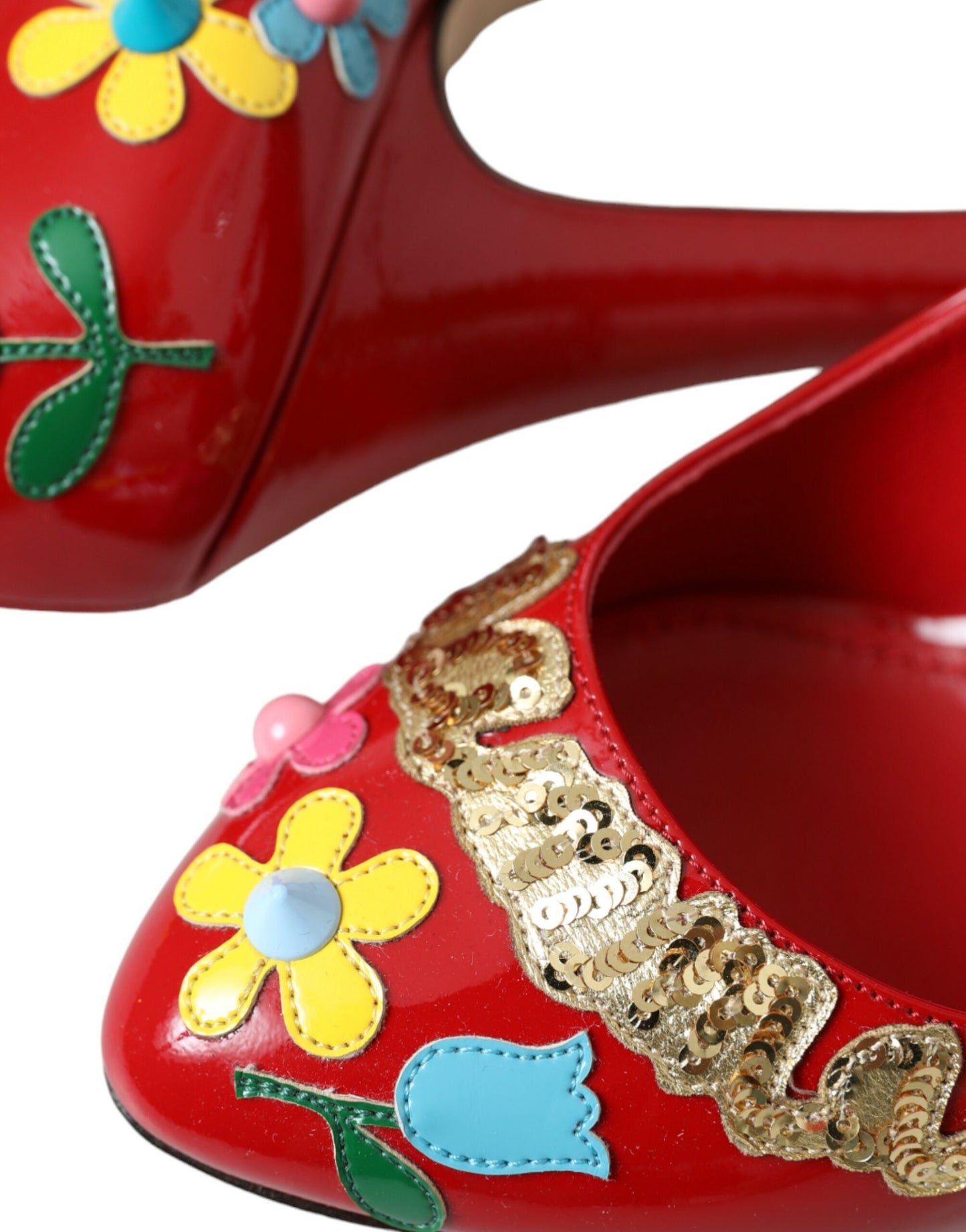 Dolce & Gabbana Rote Mary Jane Pumps mit Lederverzierung