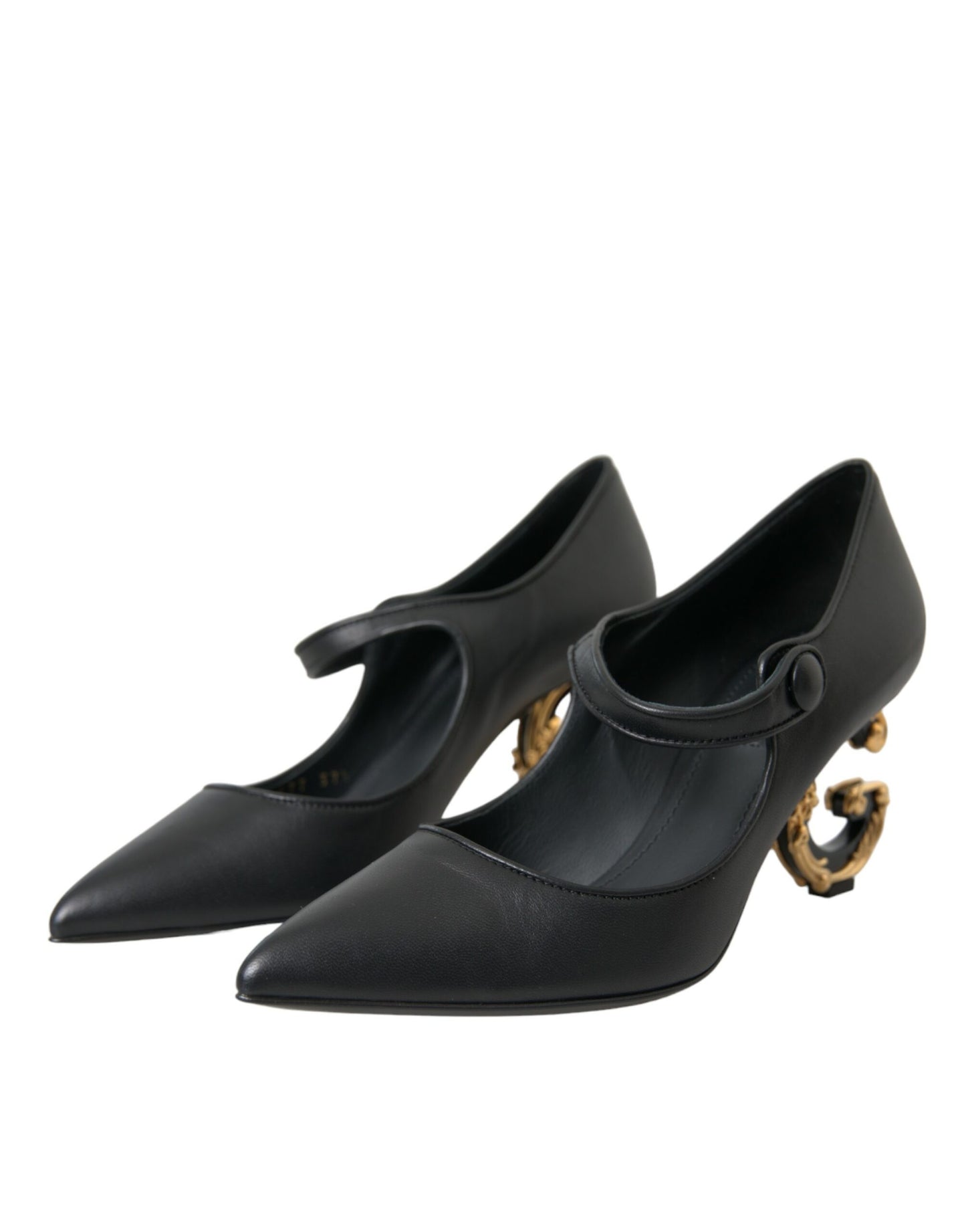 Dolce & Gabbana – Mary-Jane-Pumps aus schwarzem Leder mit Logo