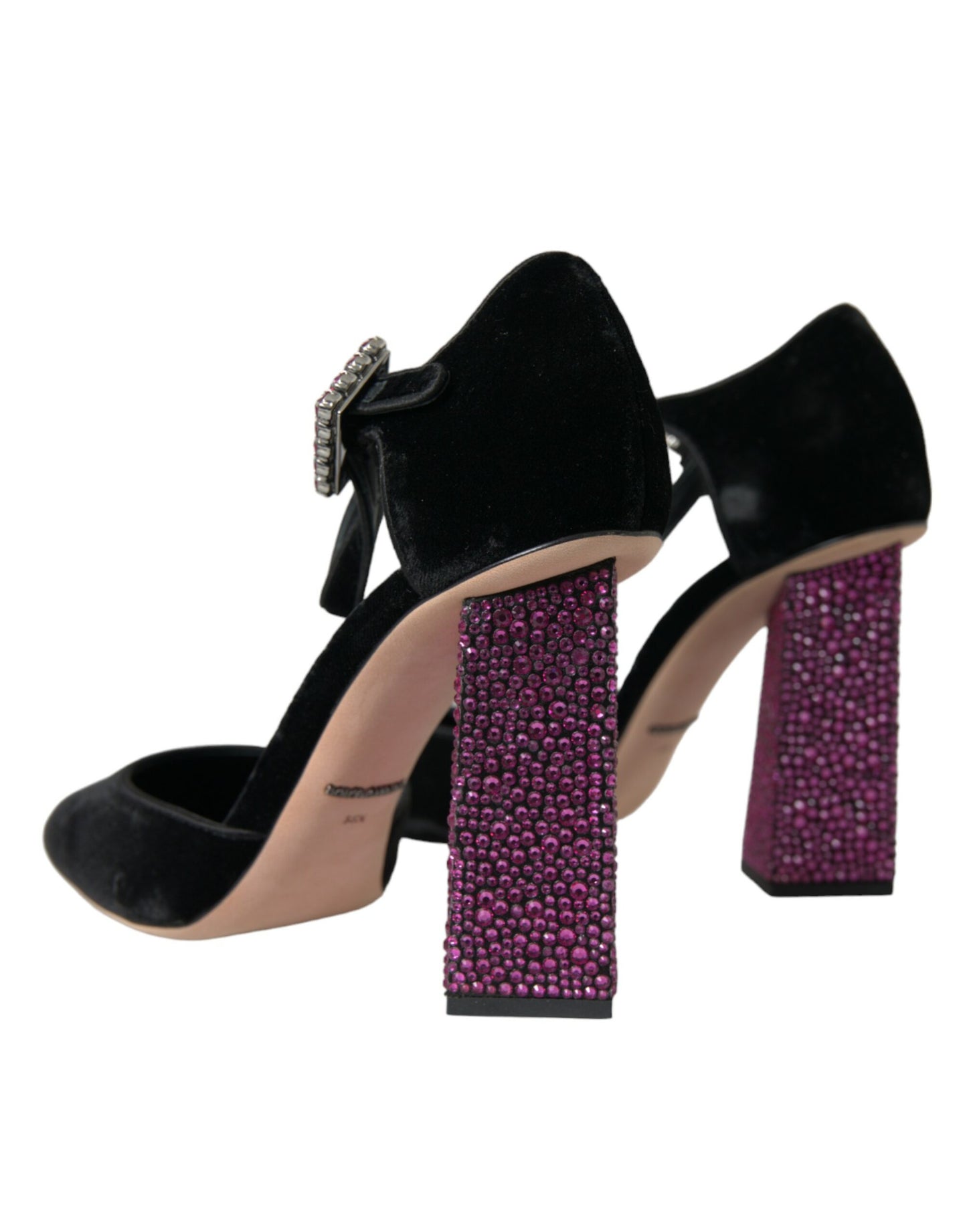 Dolce & Gabbana – Mary Janes aus schwarzem Samt mit Strass und Kristallen
