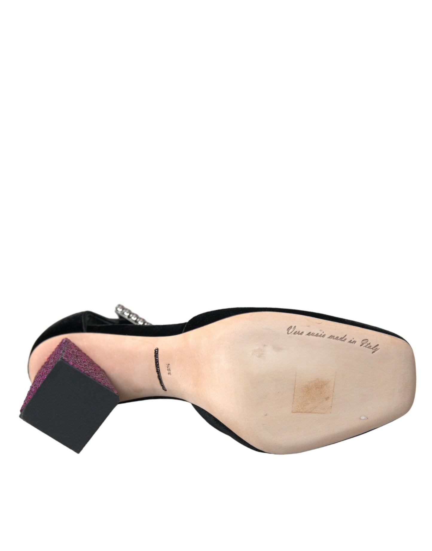 Dolce & Gabbana – Mary Janes aus schwarzem Samt mit Strass und Kristallen