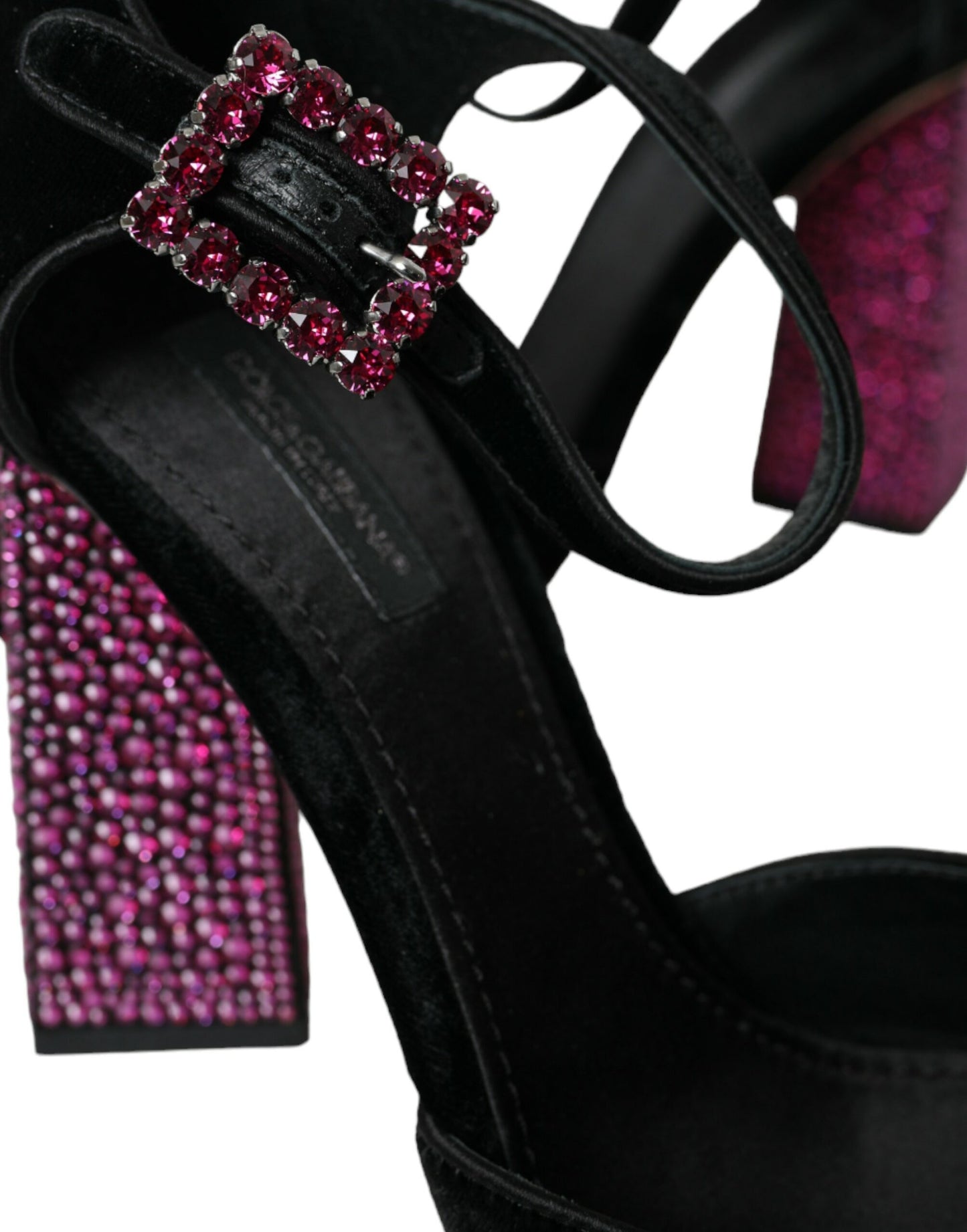 Dolce & Gabbana – Mary Janes aus schwarzem Samt mit Strass und Kristallen