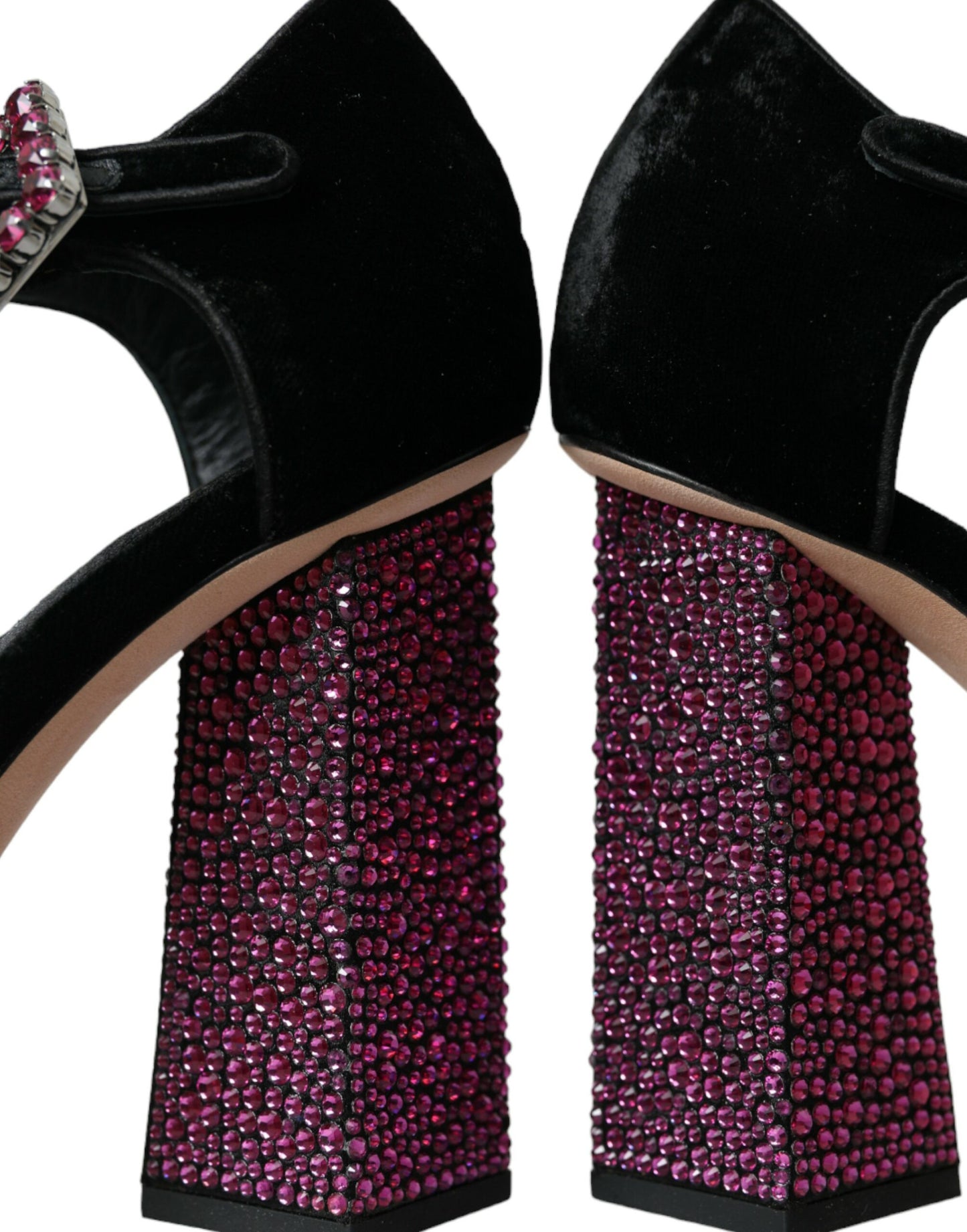 Dolce & Gabbana – Mary Janes aus schwarzem Samt mit Strass und Kristallen