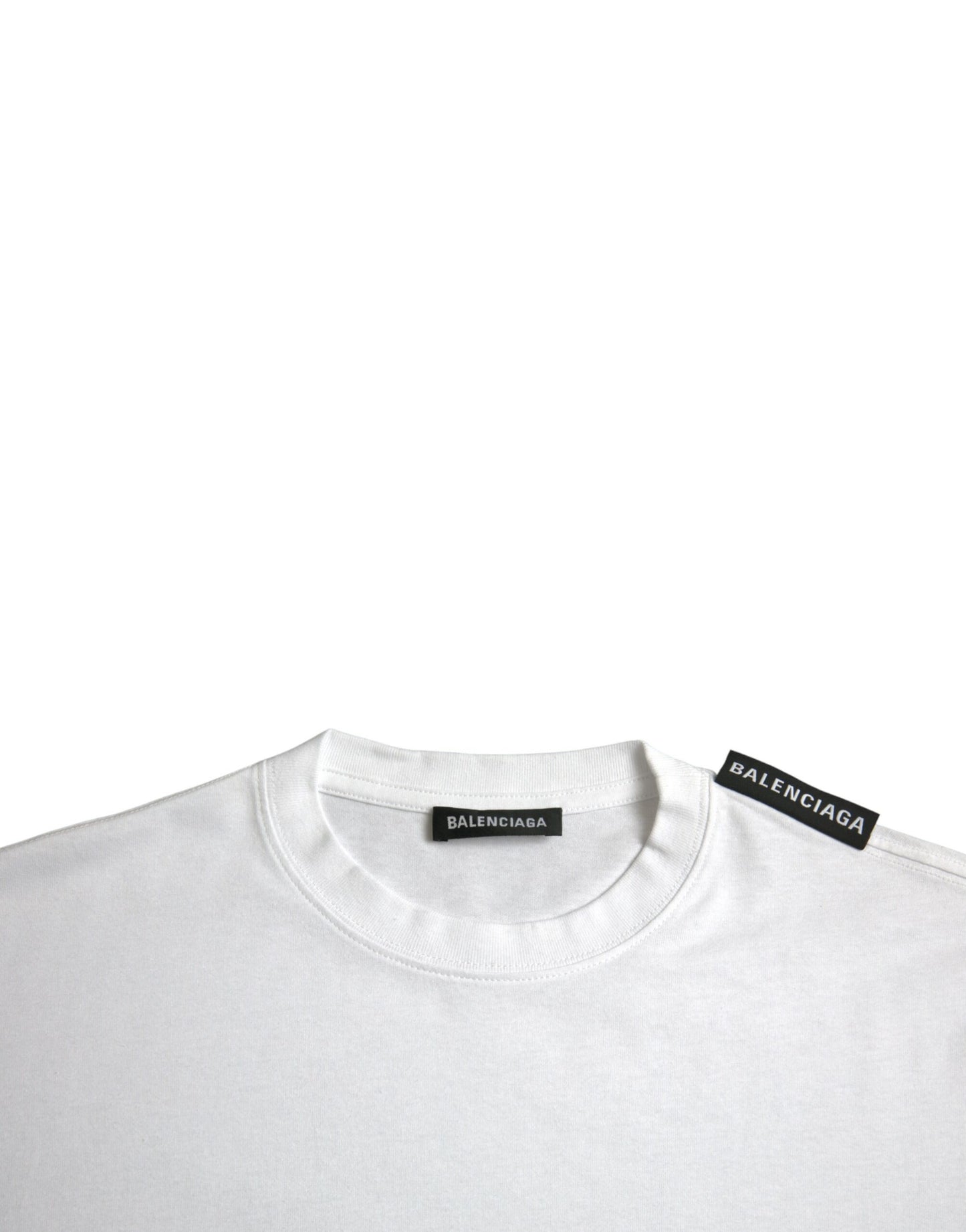 Balenciaga – T-Shirt aus Baumwolljersey mit Rundhalsausschnitt in Off-White