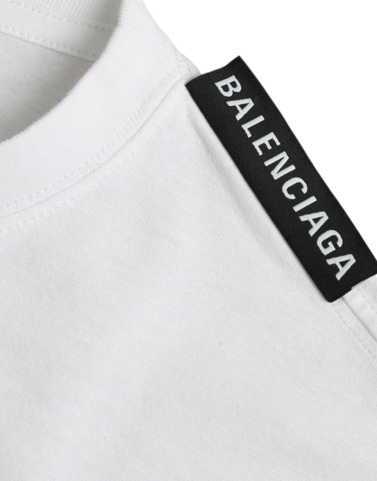 Balenciaga – T-Shirt aus Baumwolljersey mit Rundhalsausschnitt in Off-White