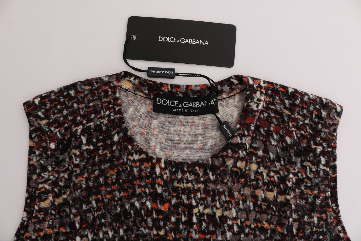 Dolce & Gabbana – T-Shirt aus Wolle mit mehrfarbigem Strickmuster