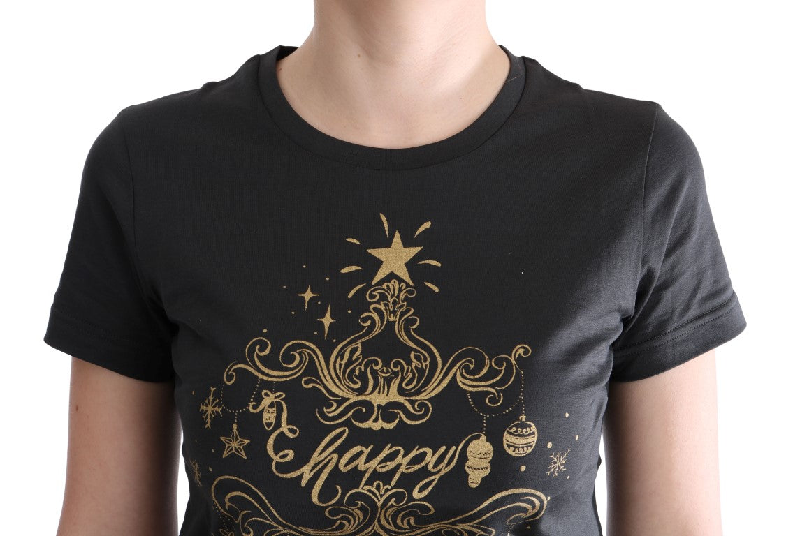 Dolce & Gabbana – T-Shirt aus grauer Baumwolle mit Motiv 2017