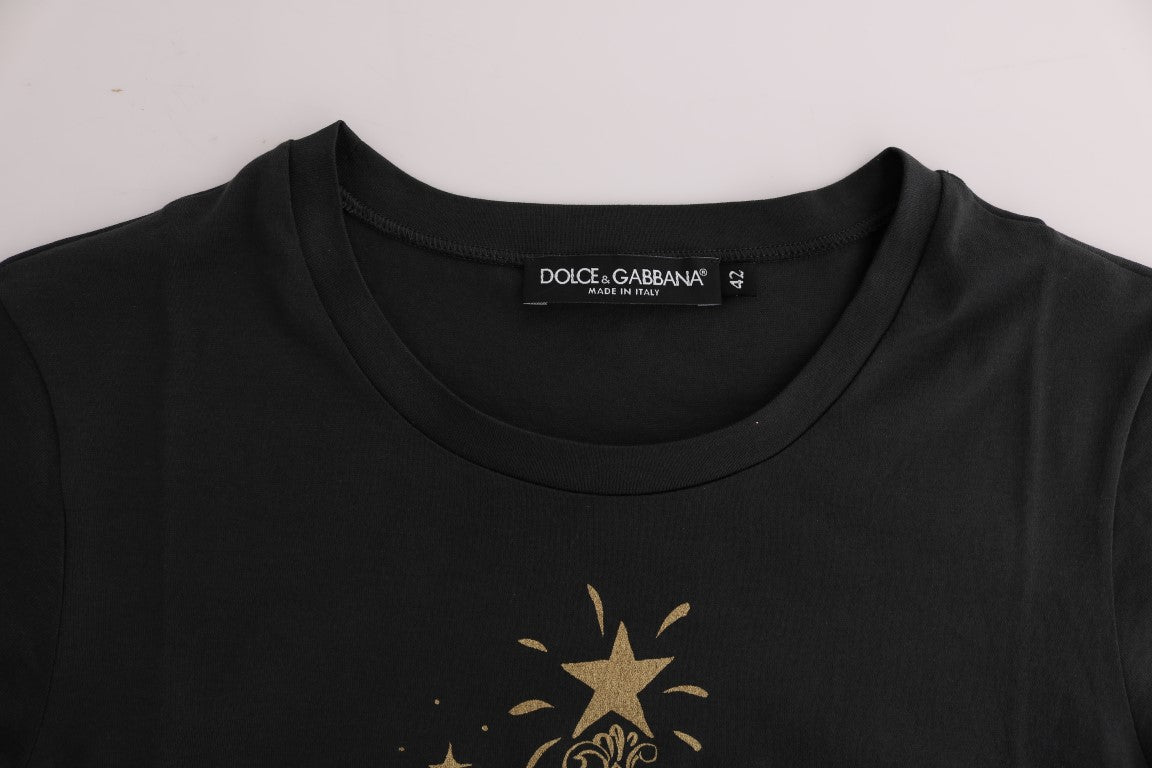 Dolce & Gabbana – T-Shirt aus grauer Baumwolle mit Motiv 2017