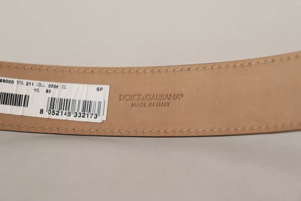 Dolce & Gabbana – Gürtel aus schwarzem Leder mit goldfarbener Metalllogo-Gravur